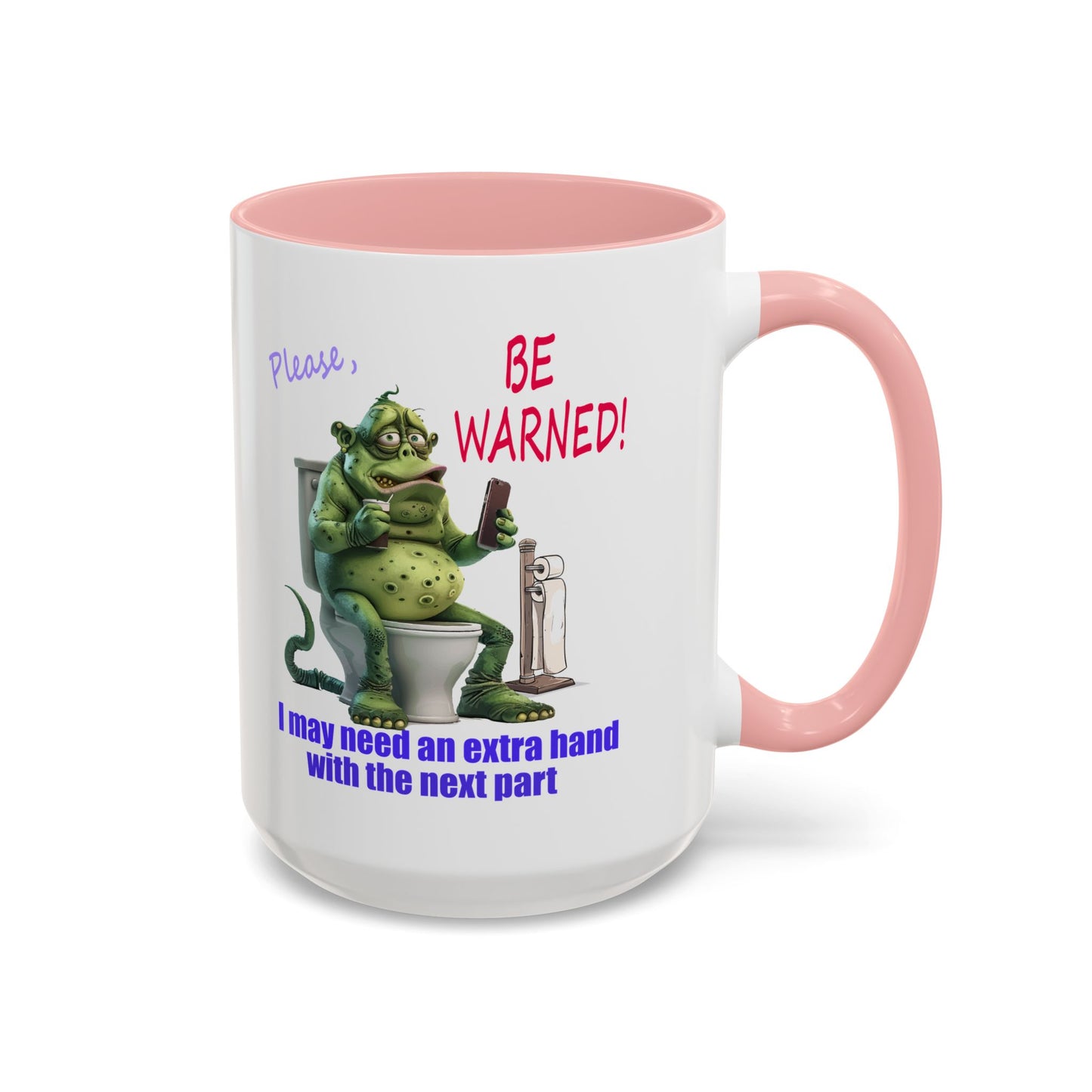 Toilet guy needs a hand, Original Design, Funny Mugs, Accent Coffee Mug (11, 15oz)