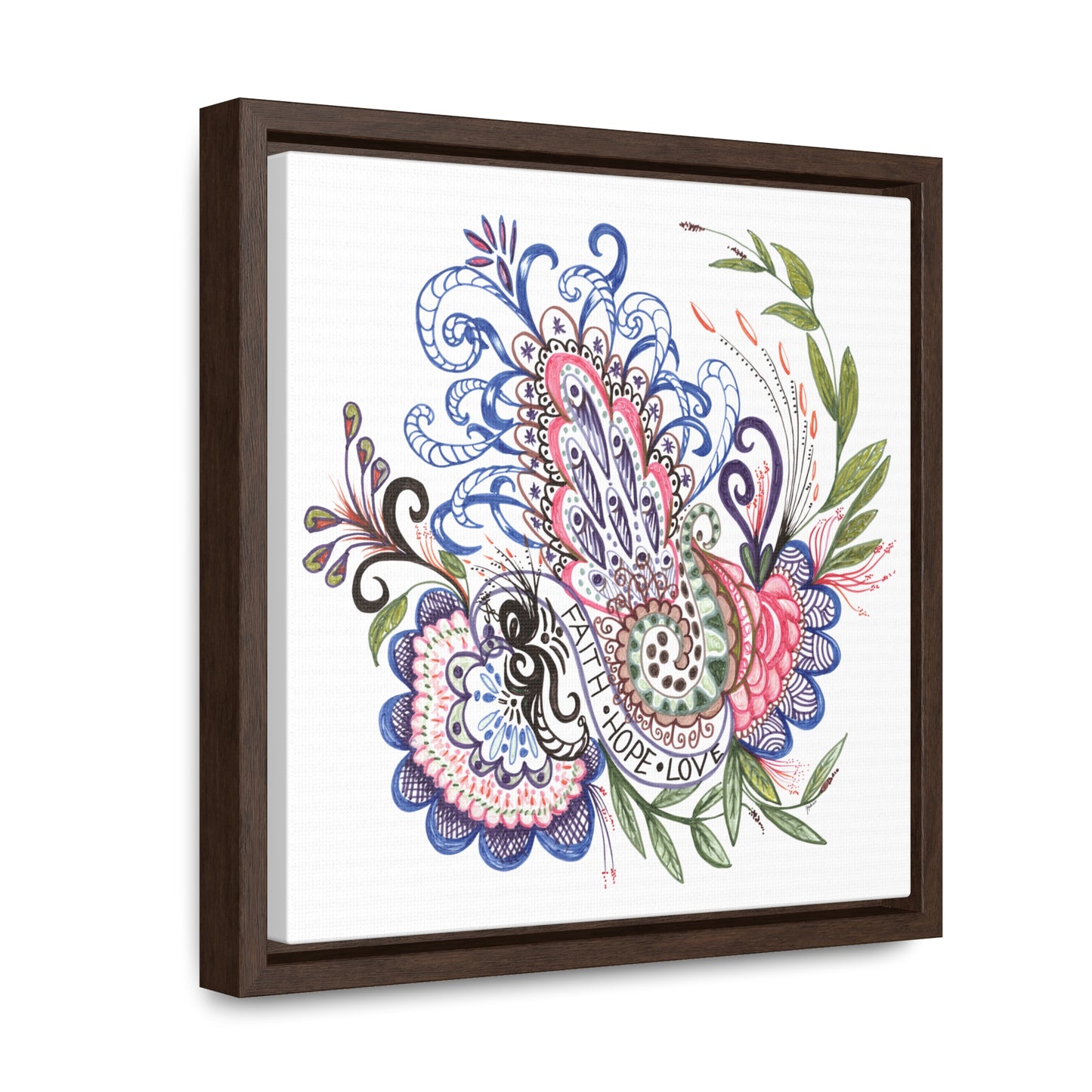 FAITH, HOPE, LOVE - Original Wall Art-Gallery Canvas Wraps, Square Frame