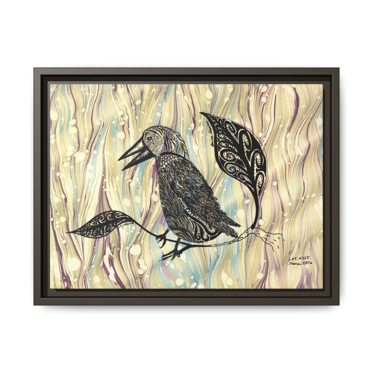 Raven - original Art - Matte Canvas, Framed (Multi-color)