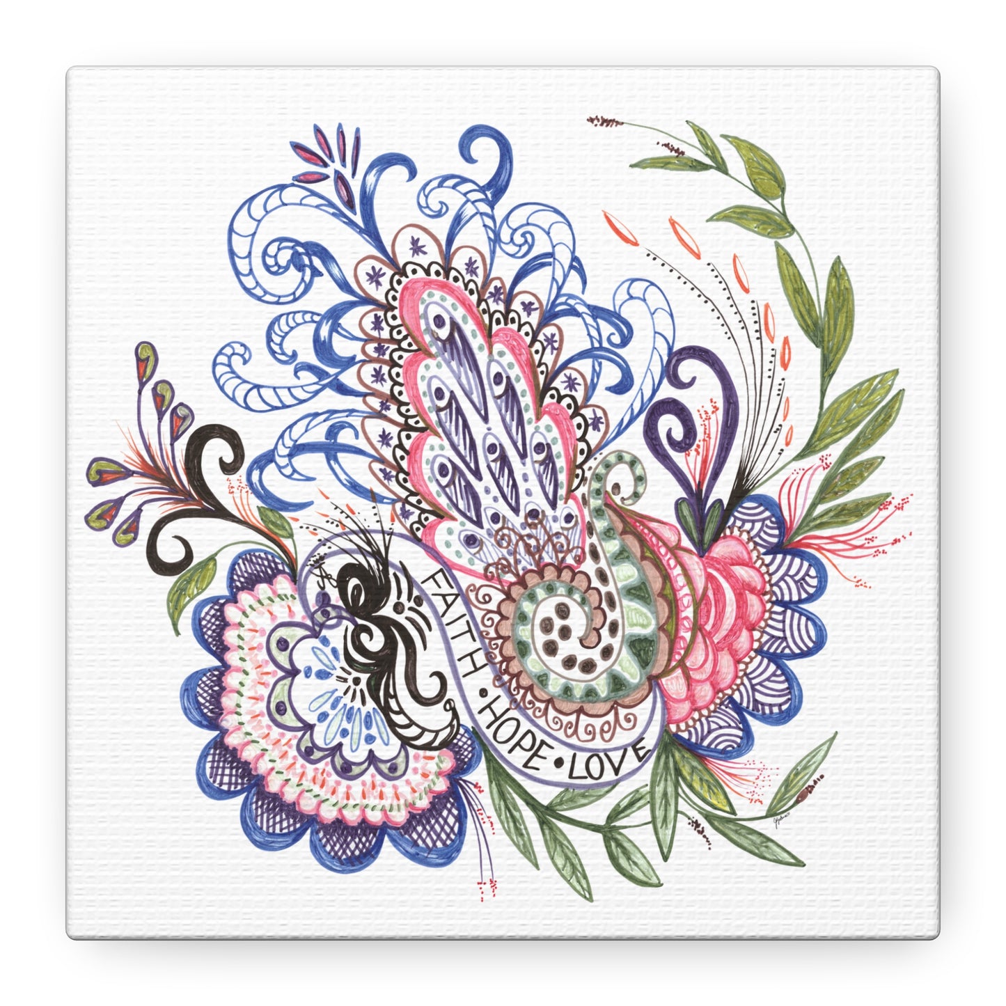 Faith-Hope-Love, Original Art, Gift Idea, Matte Canvas, Stretched, 1.25"