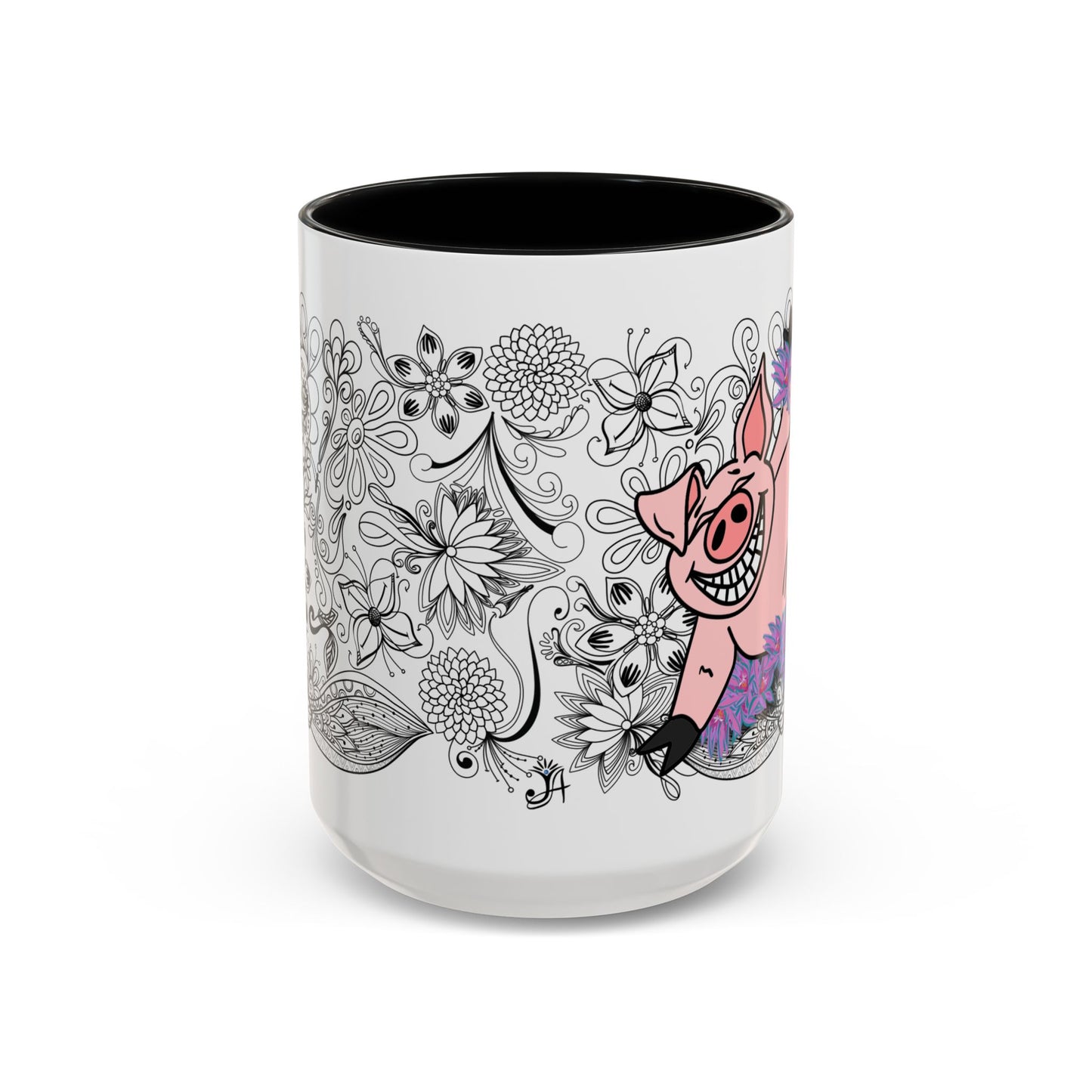 Piggy laughing - Accent Coffee Mug (11, 15oz)