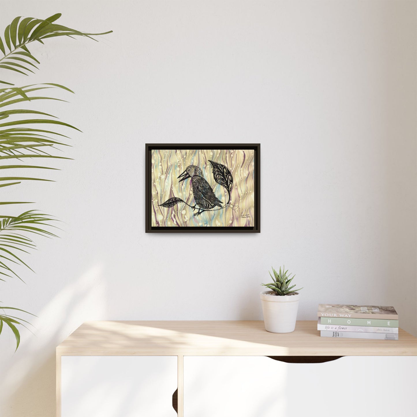 Raven - original Art - Matte Canvas, Framed (Multi-color)