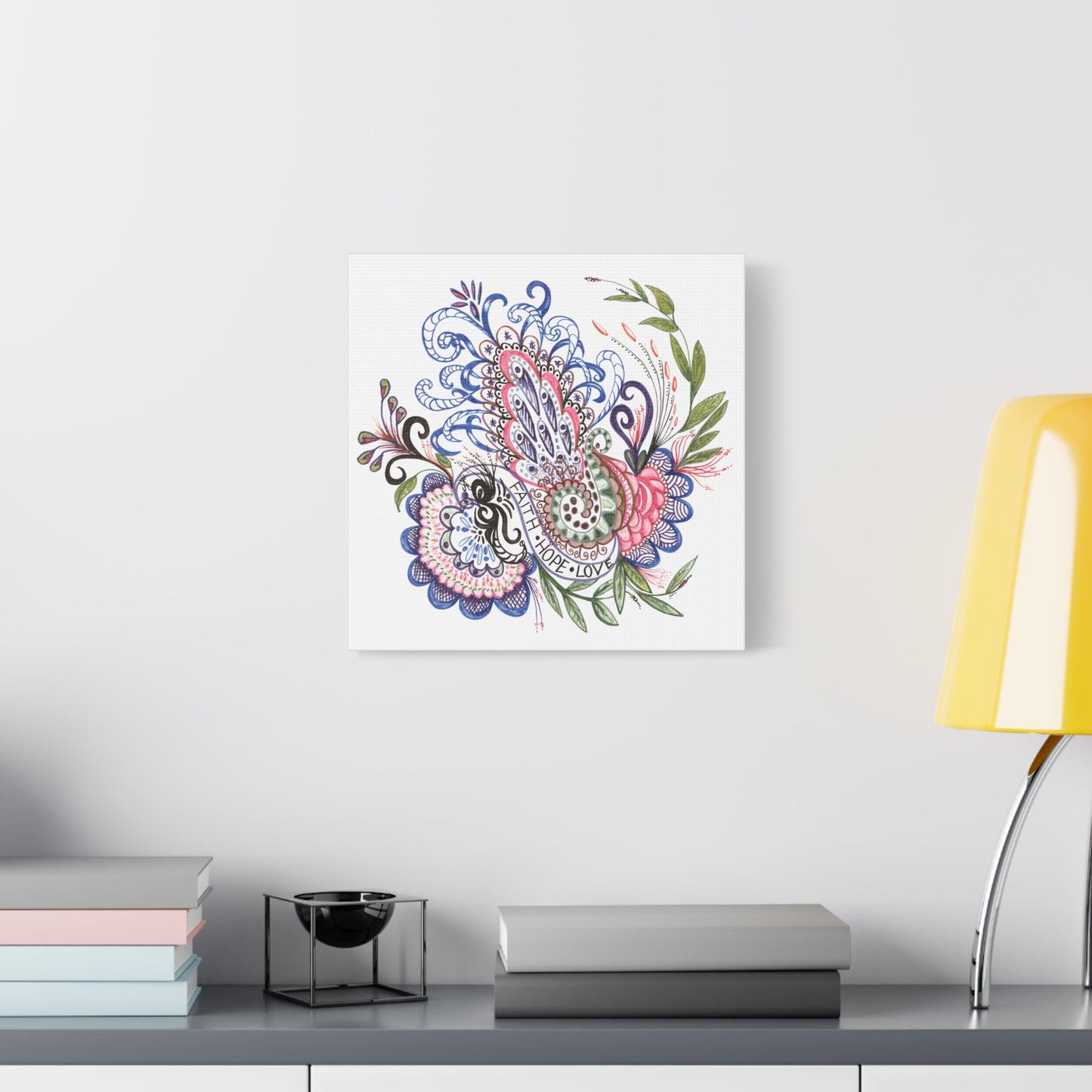 Faith-Hope-Love, Original Art, Gift Idea, Matte Canvas, Stretched, 1.25"