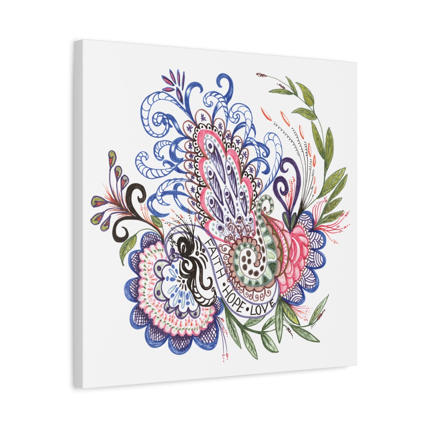 Faith-Hope-Love, Original Art, Gift Idea, Matte Canvas, Stretched, 1.25"