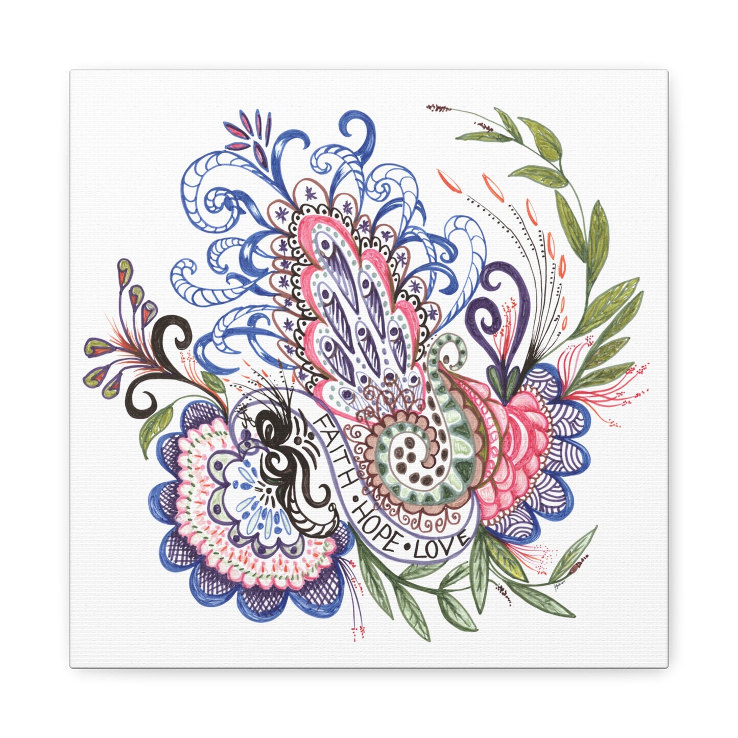 Faith-Hope-Love, Original Art, Gift Idea, Matte Canvas, Stretched, 1.25"