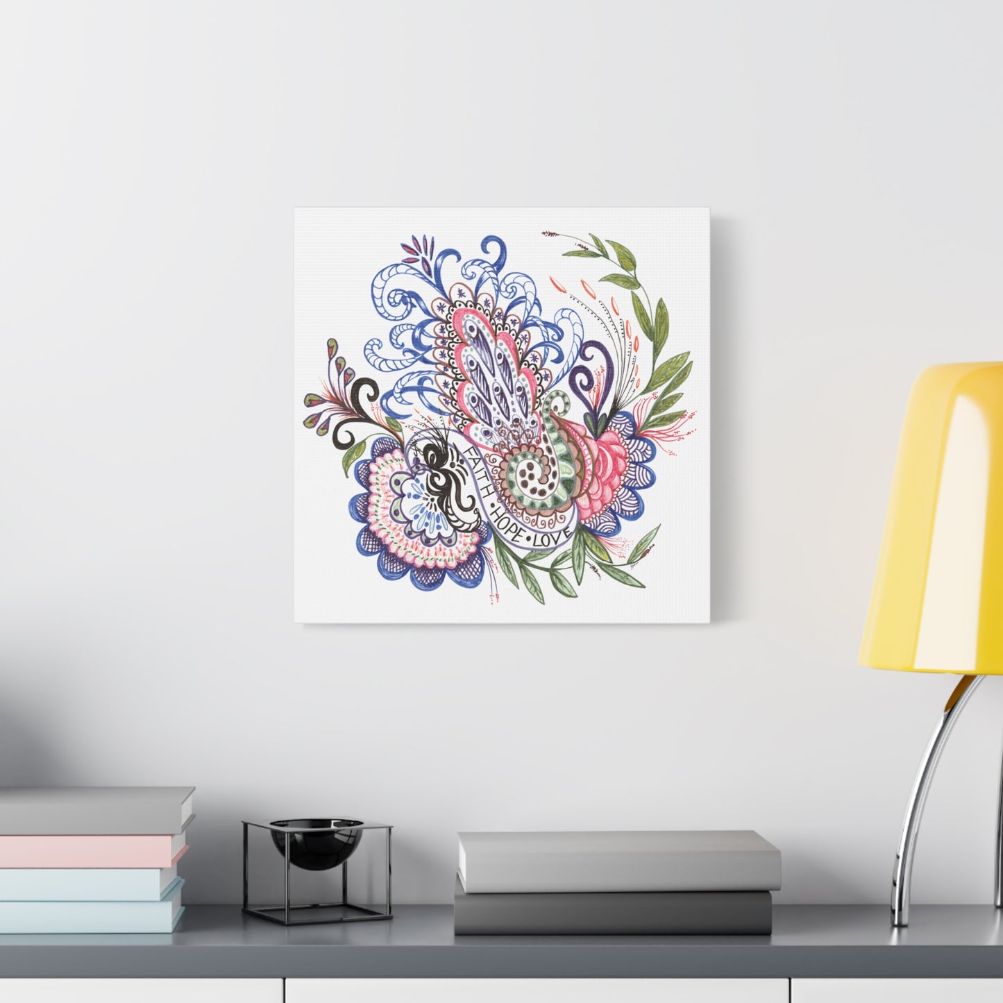 Faith-Hope-Love, Original Art, Gift Idea, Matte Canvas, Stretched, 1.25"
