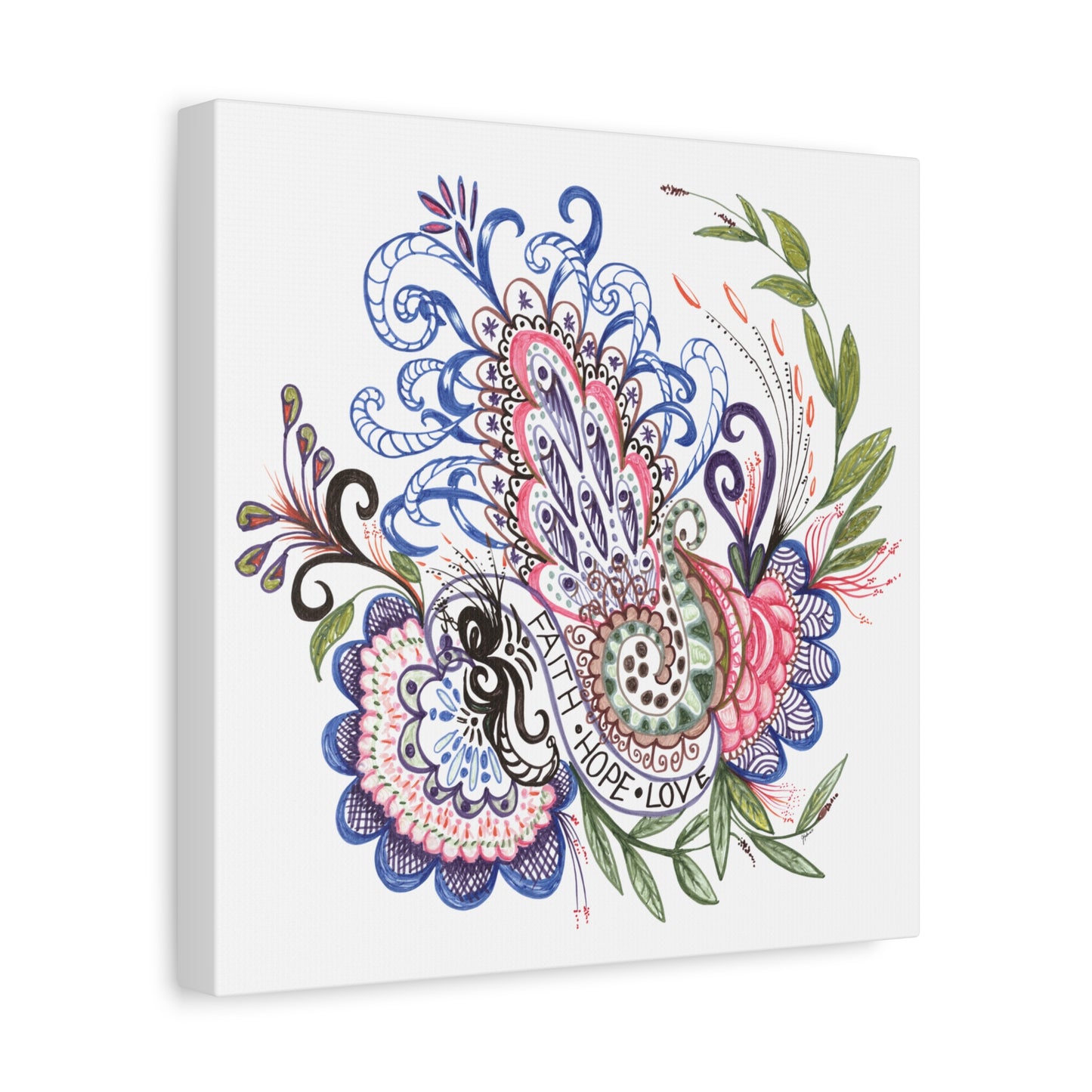Faith-Hope-Love, Original Art, Gift Idea, Matte Canvas, Stretched, 1.25"