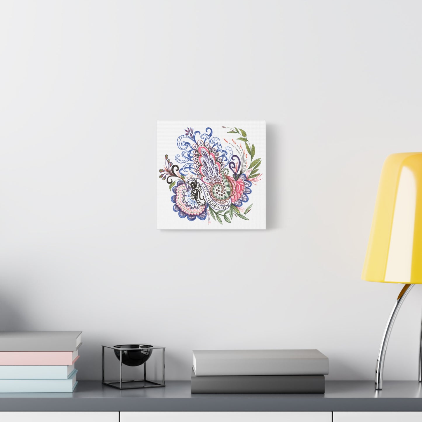 Faith-Hope-Love, Original Art, Gift Idea, Matte Canvas, Stretched, 1.25"