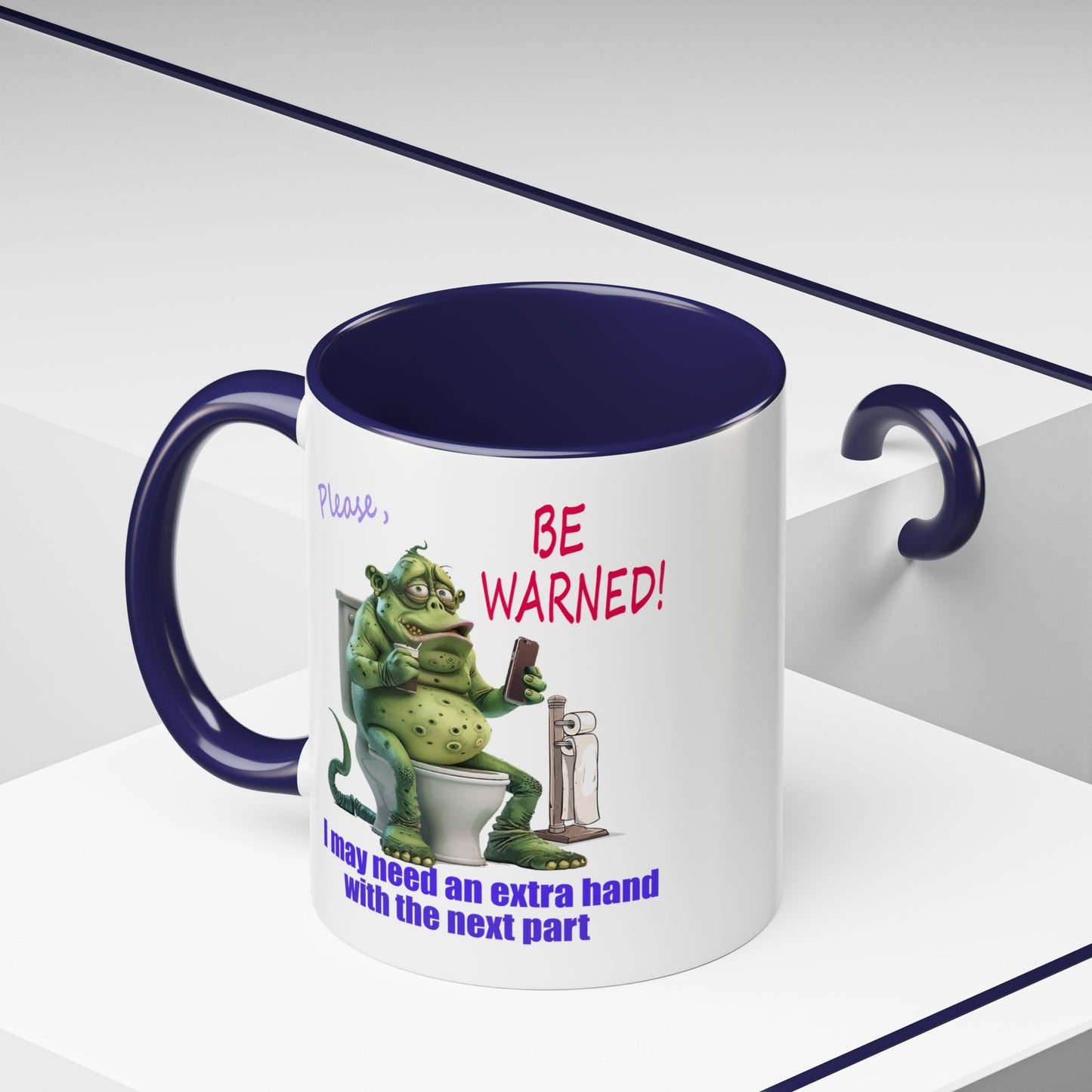 Toilet guy needs a hand, Original Design, Funny Mugs, Accent Coffee Mug (11, 15oz)