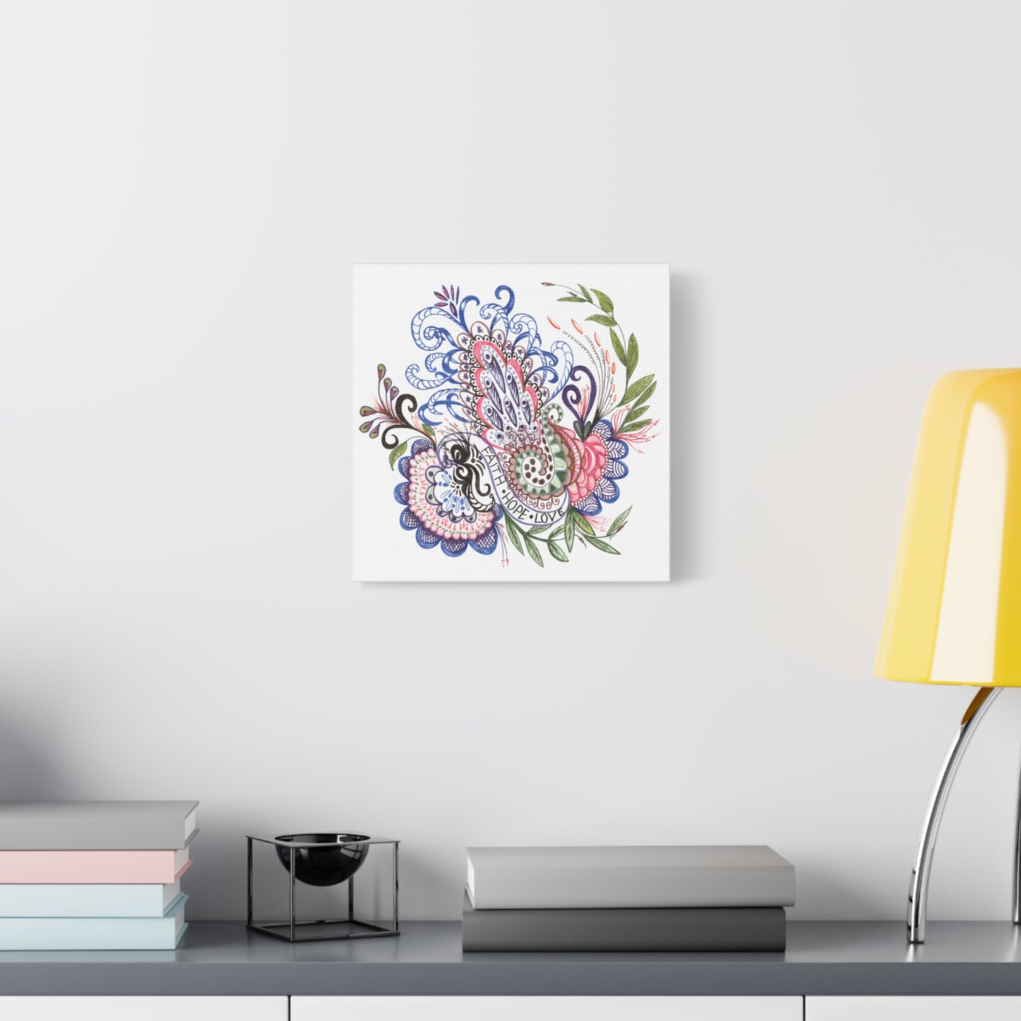 Faith-Hope-Love, Original Art, Gift Idea, Matte Canvas, Stretched, 1.25"