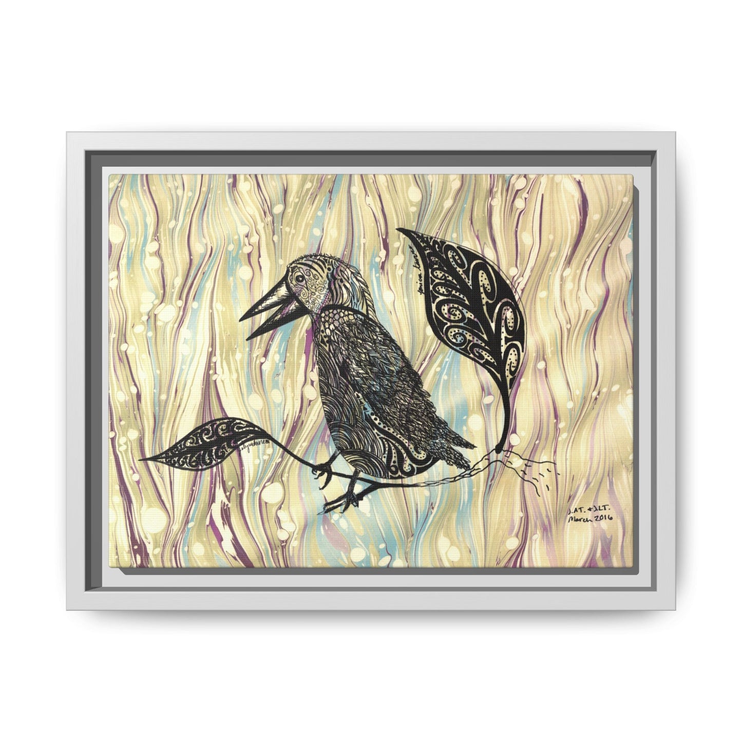 Raven - original Art - Matte Canvas, Framed (Multi-color)