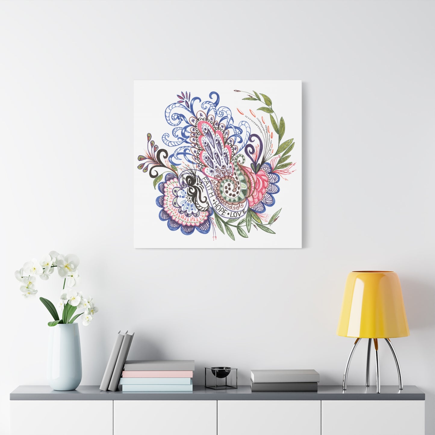 Faith-Hope-Love, Original Art, Gift Idea, Matte Canvas, Stretched, 1.25"