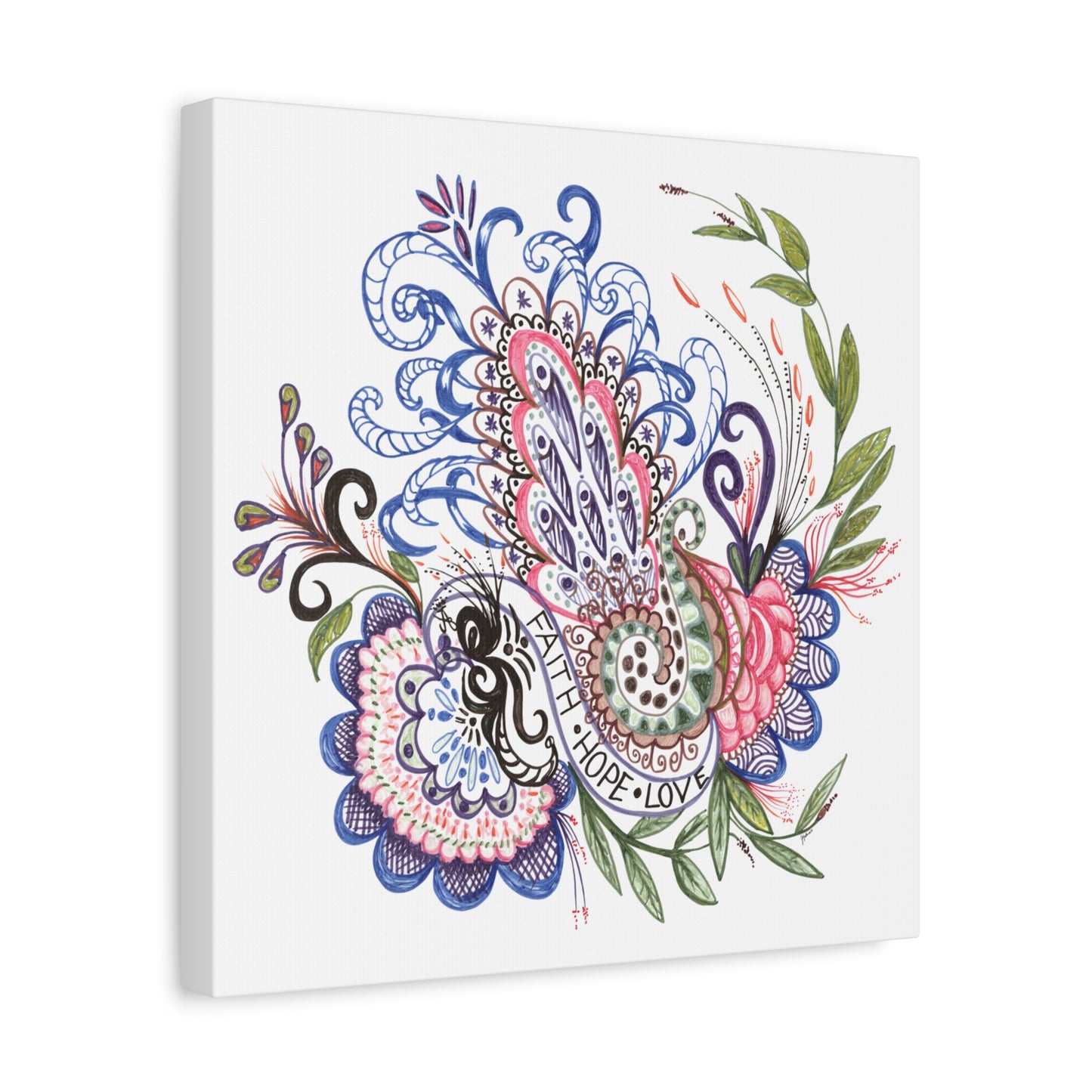 Faith-Hope-Love, Original Art, Gift Idea, Matte Canvas, Stretched, 1.25"