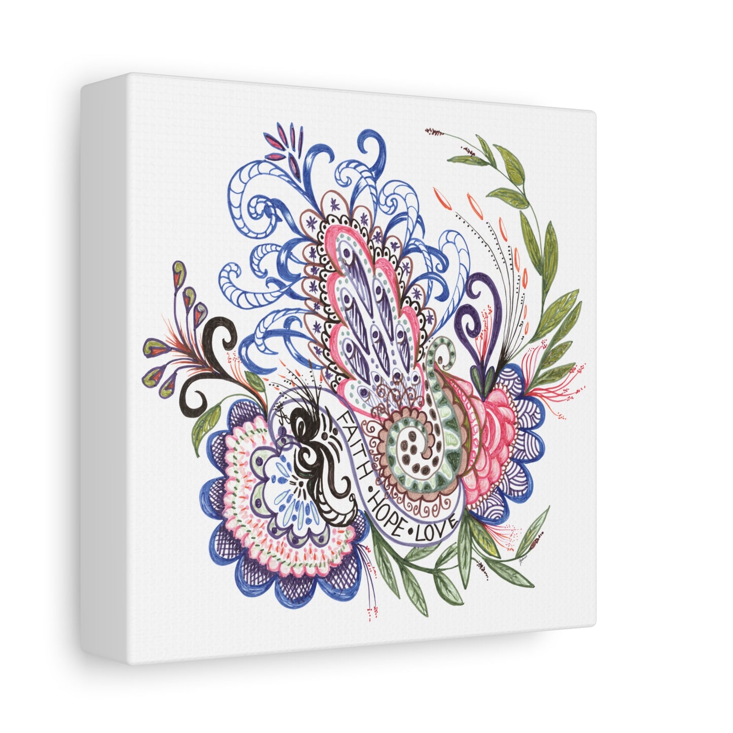 Faith-Hope-Love, Original Art, Gift Idea, Matte Canvas, Stretched, 1.25"