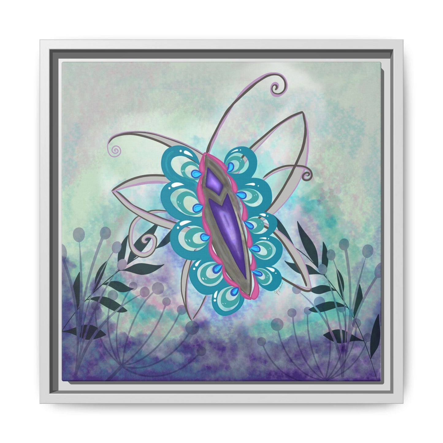 Butterfly-original Art - Matte Canvas, Framed (Multi-color)