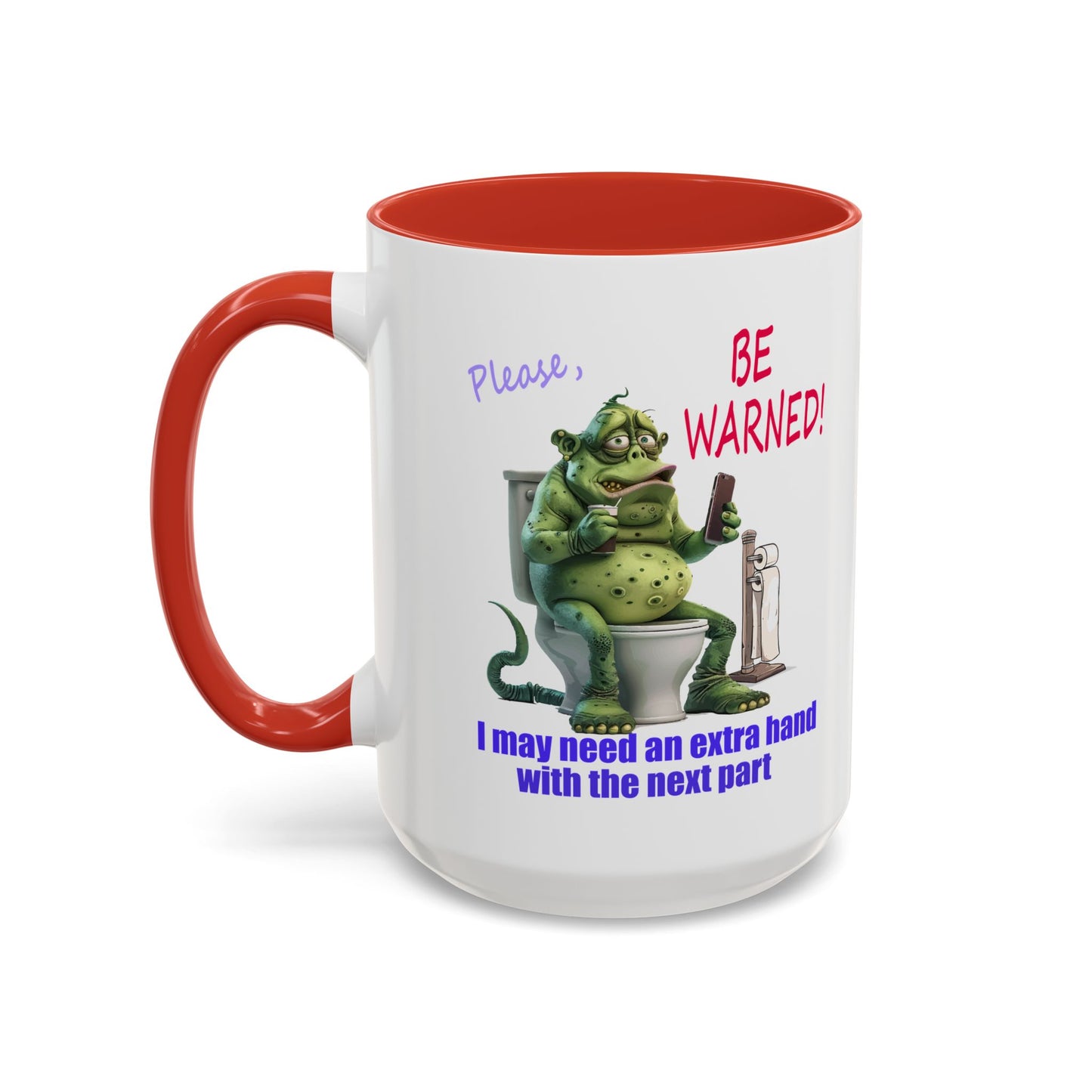 Toilet guy needs a hand, Original Design, Funny Mugs, Accent Coffee Mug (11, 15oz)