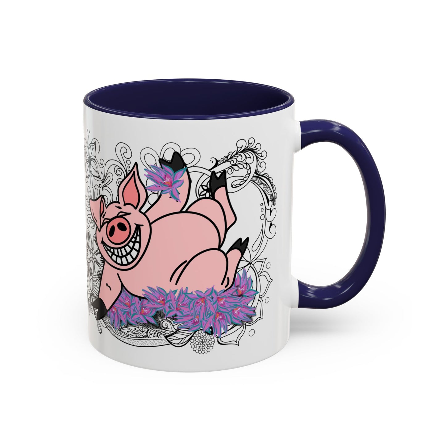 Piggy laughing - Accent Coffee Mug (11, 15oz)