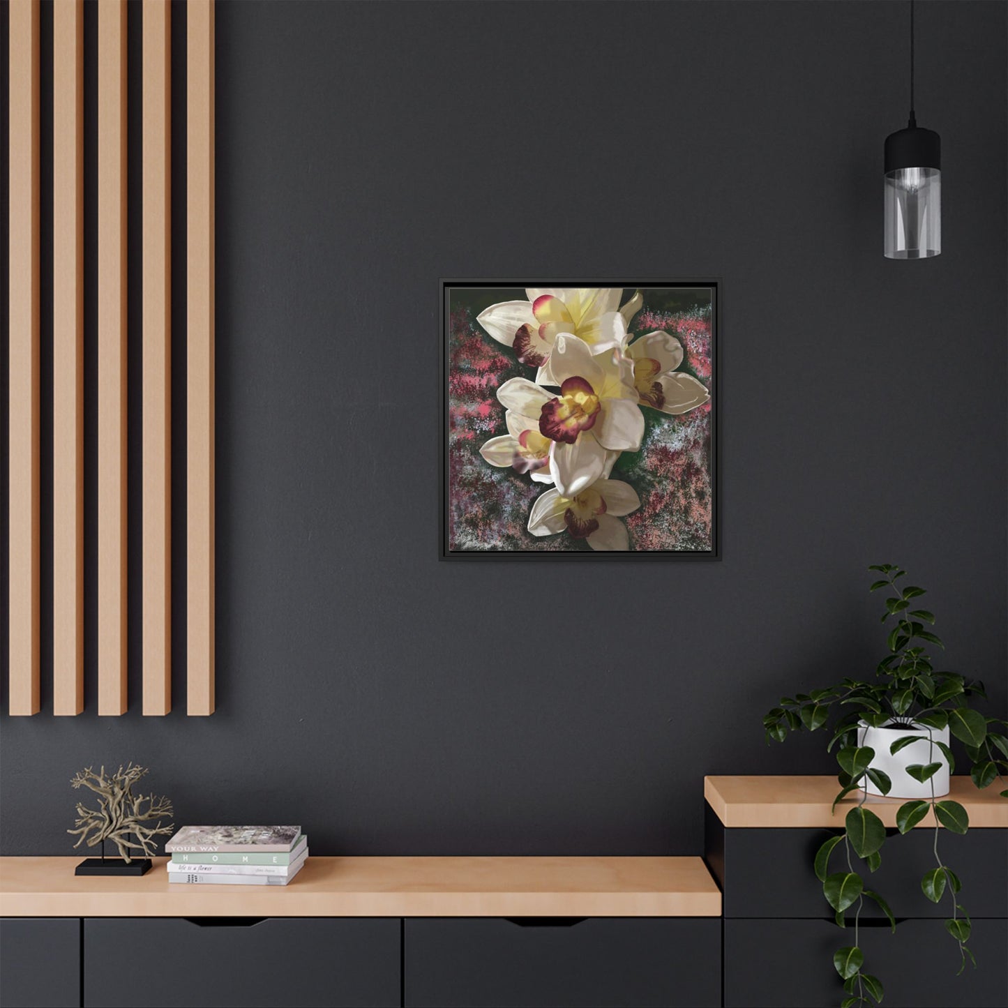 Simply-Orchid-original Art - Matte Canvas, Framed (Multi-color)