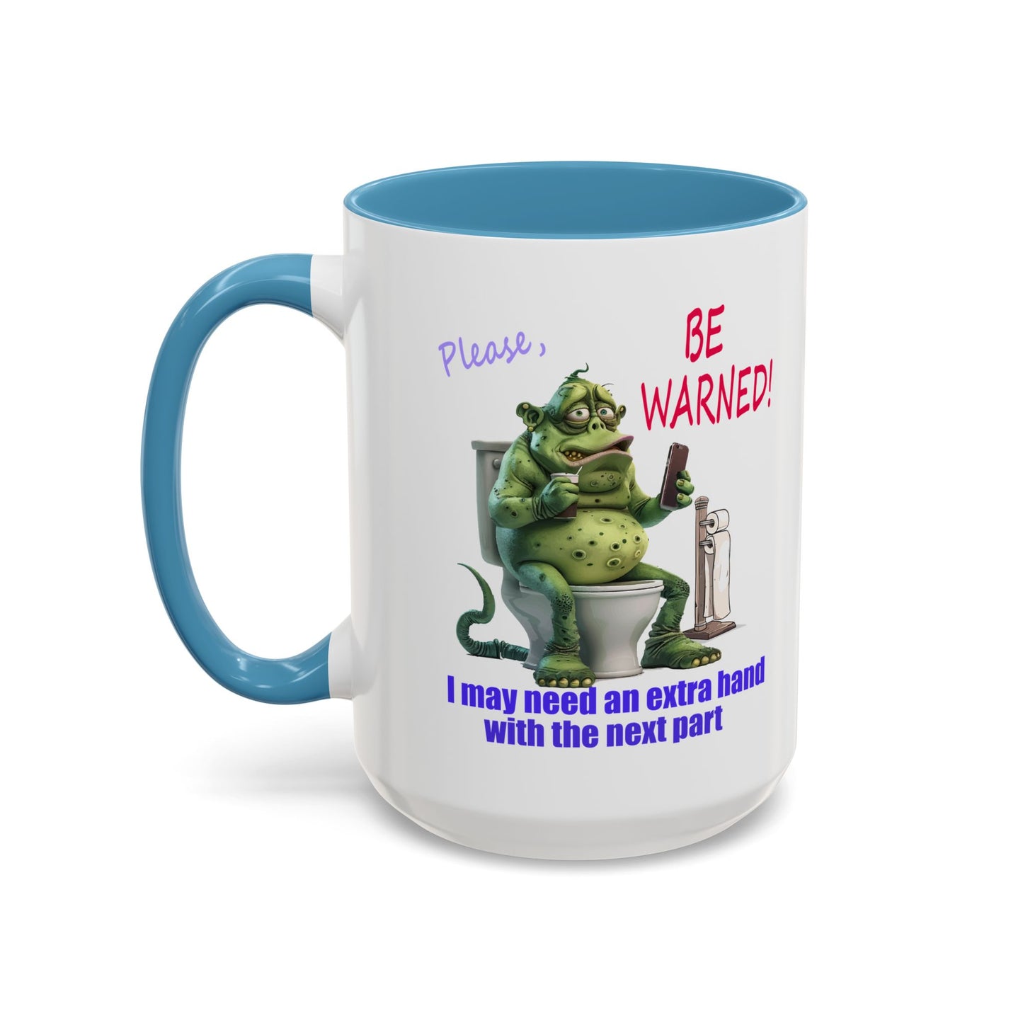 Toilet guy needs a hand, Original Design, Funny Mugs, Accent Coffee Mug (11, 15oz)