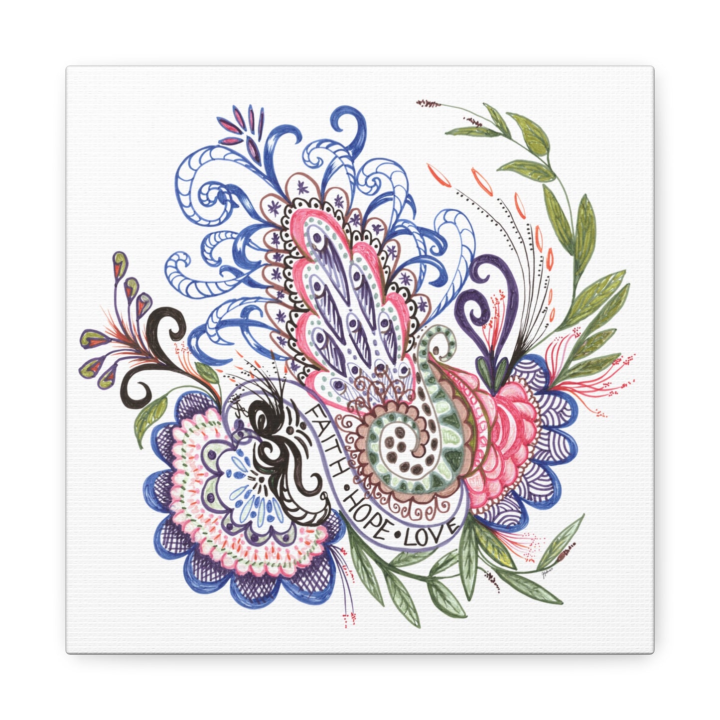 Faith-Hope-Love, Original Art, Gift Idea, Matte Canvas, Stretched, 1.25"