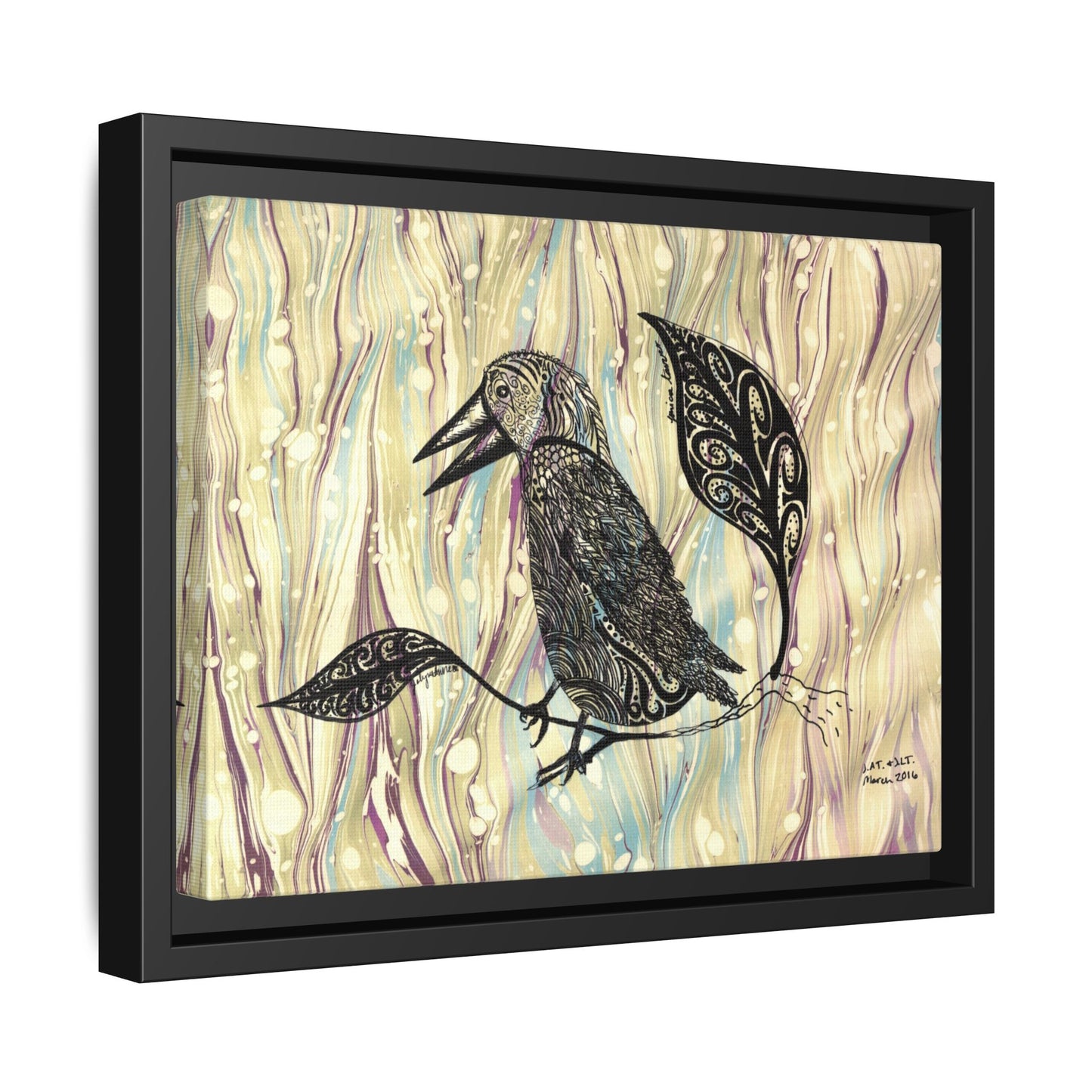 Raven - original Art - Matte Canvas, Framed (Multi-color)