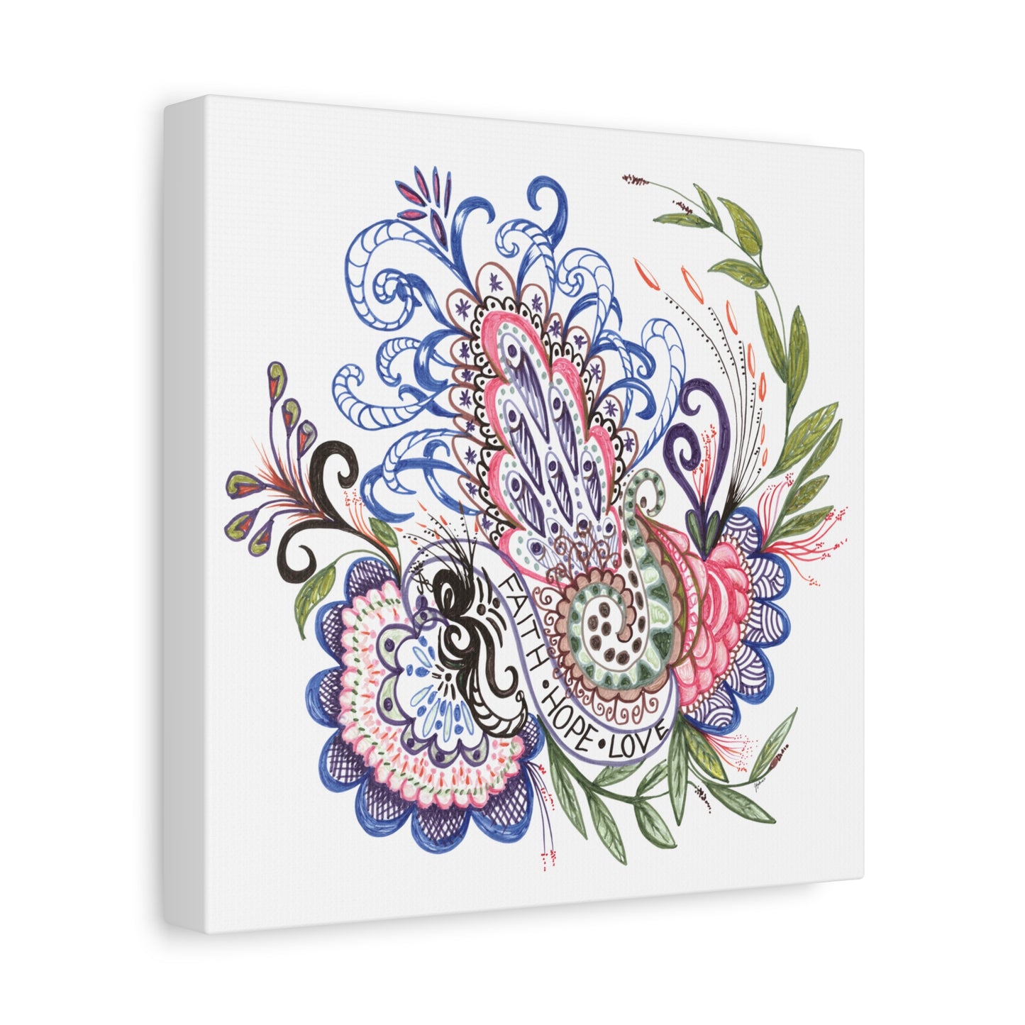 Faith-Hope-Love, Original Art, Gift Idea, Matte Canvas, Stretched, 1.25"