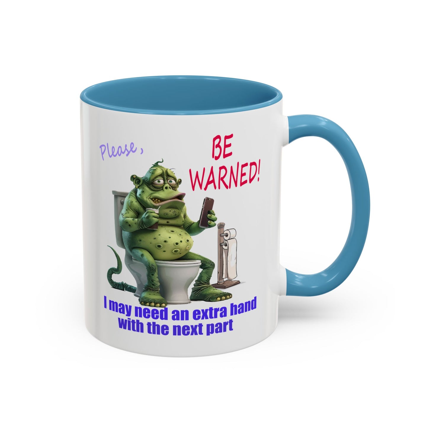 Toilet guy needs a hand, Original Design, Funny Mugs, Accent Coffee Mug (11, 15oz)
