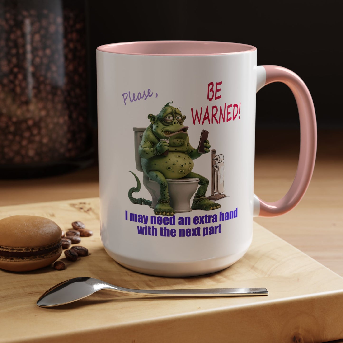 Toilet guy needs a hand, Original Design, Funny Mugs, Accent Coffee Mug (11, 15oz)