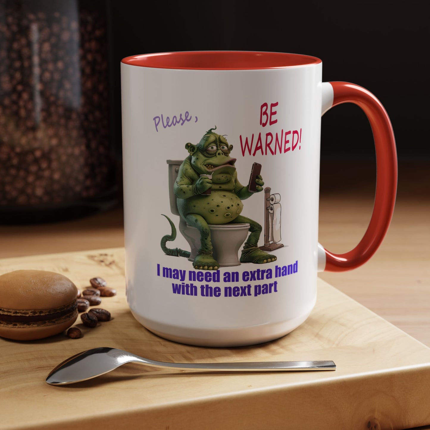 Toilet guy needs a hand, Original Design, Funny Mugs, Accent Coffee Mug (11, 15oz)