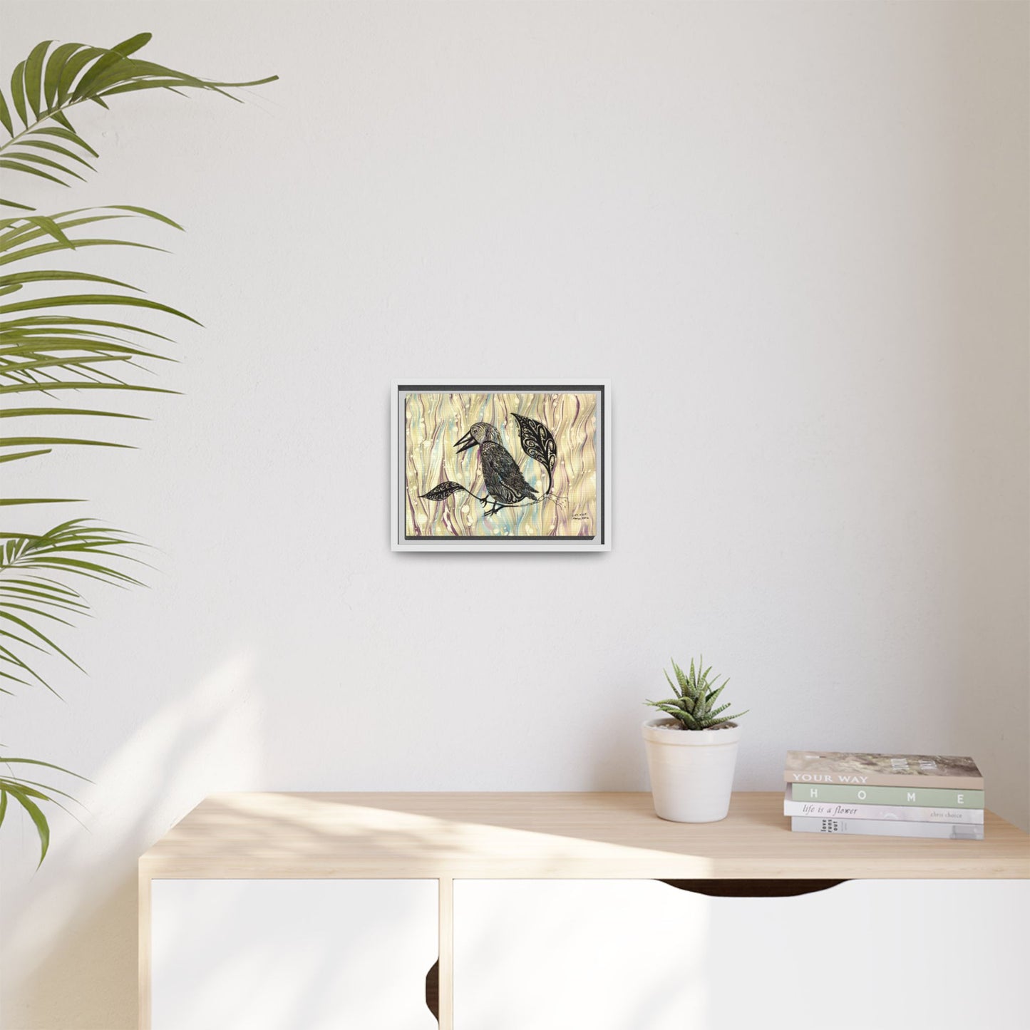 Raven - original Art - Matte Canvas, Framed (Multi-color)