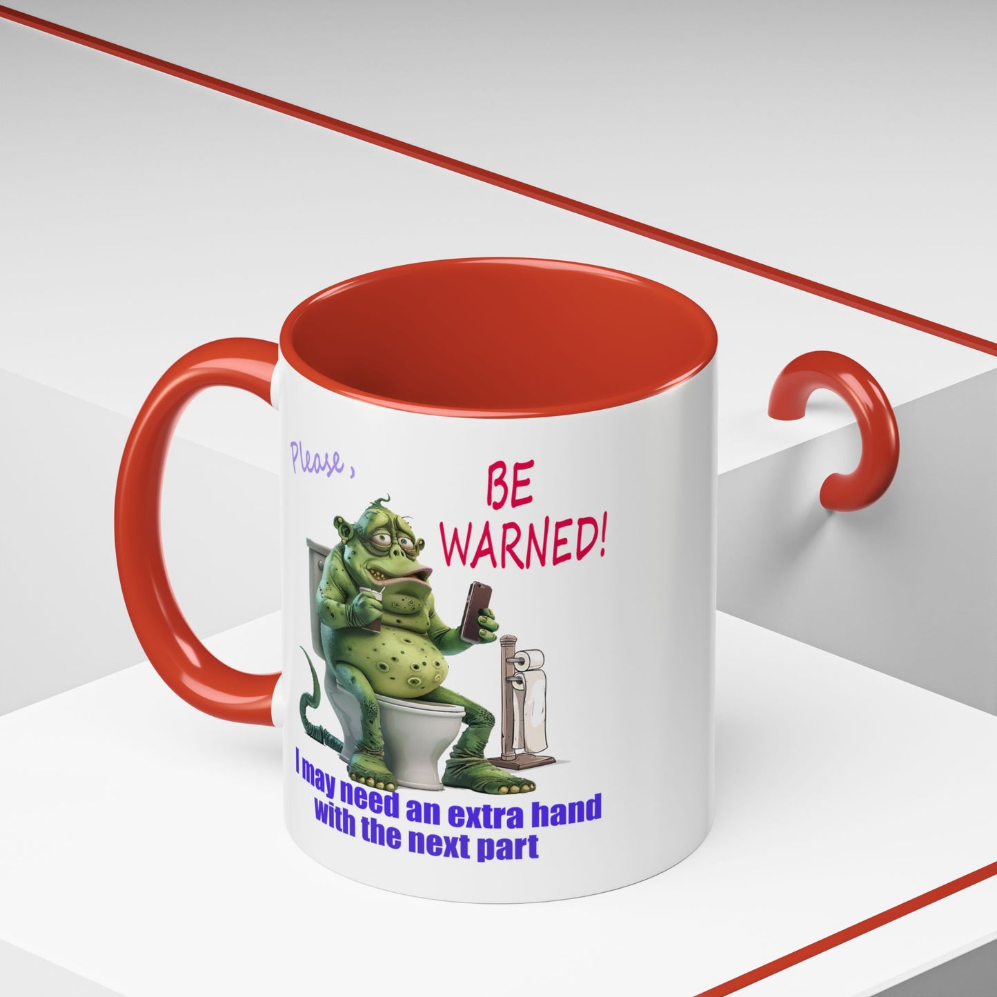 Toilet guy needs a hand, Original Design, Funny Mugs, Accent Coffee Mug (11, 15oz)