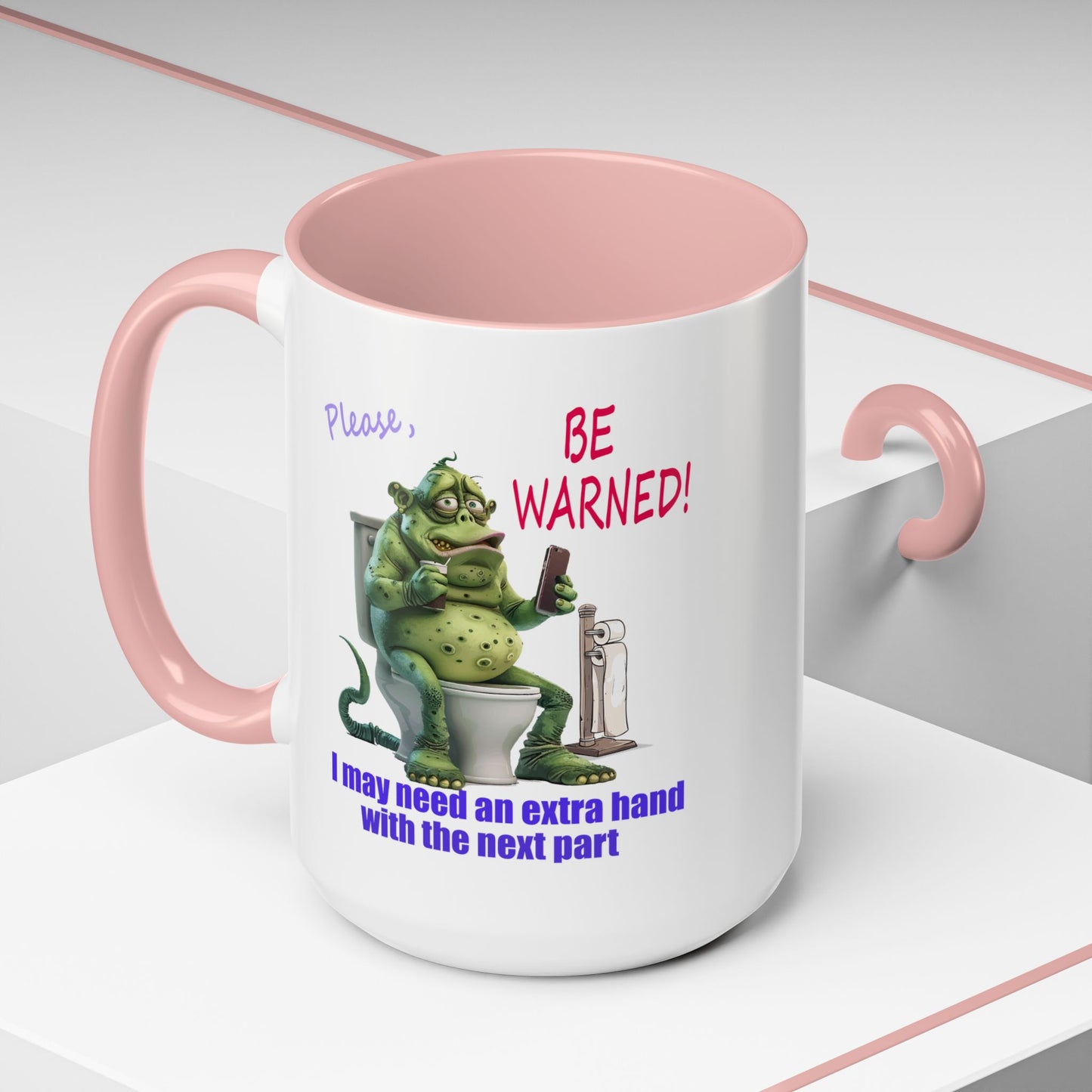 Toilet guy needs a hand, Original Design, Funny Mugs, Accent Coffee Mug (11, 15oz)