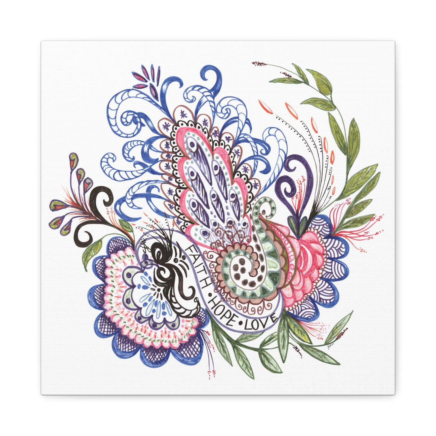 Faith-Hope-Love, Original Art, Gift Idea, Matte Canvas, Stretched, 1.25"