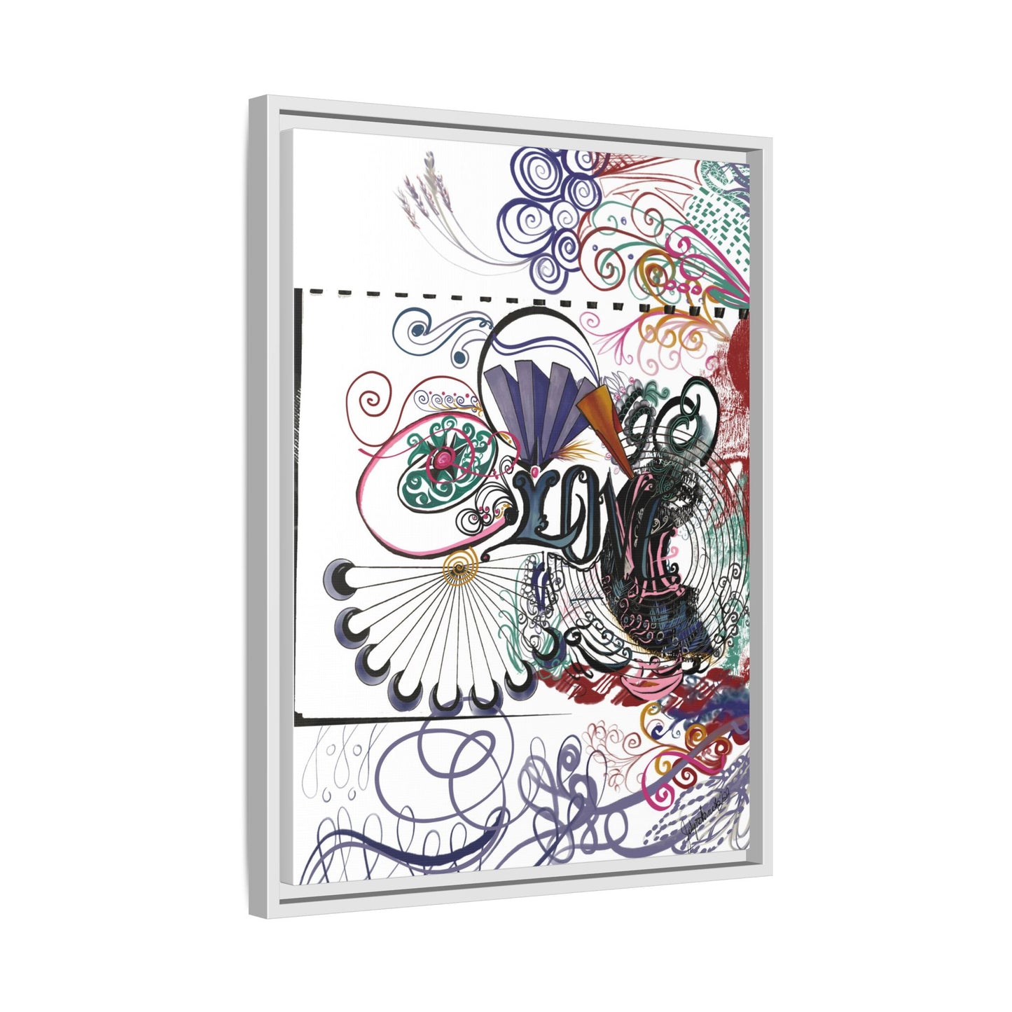 Love - Original Art Matte Canvas, Framed (Multi-color)