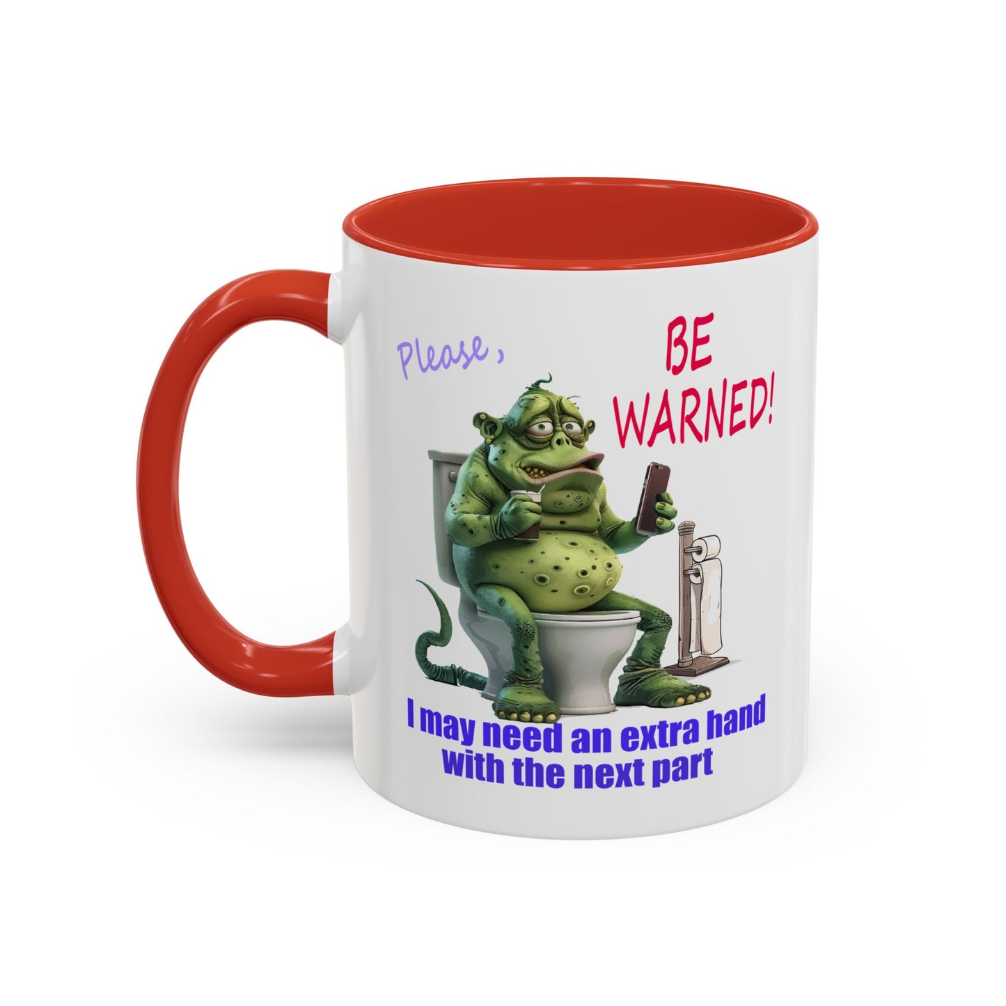 Toilet guy needs a hand, Original Design, Funny Mugs, Accent Coffee Mug (11, 15oz)