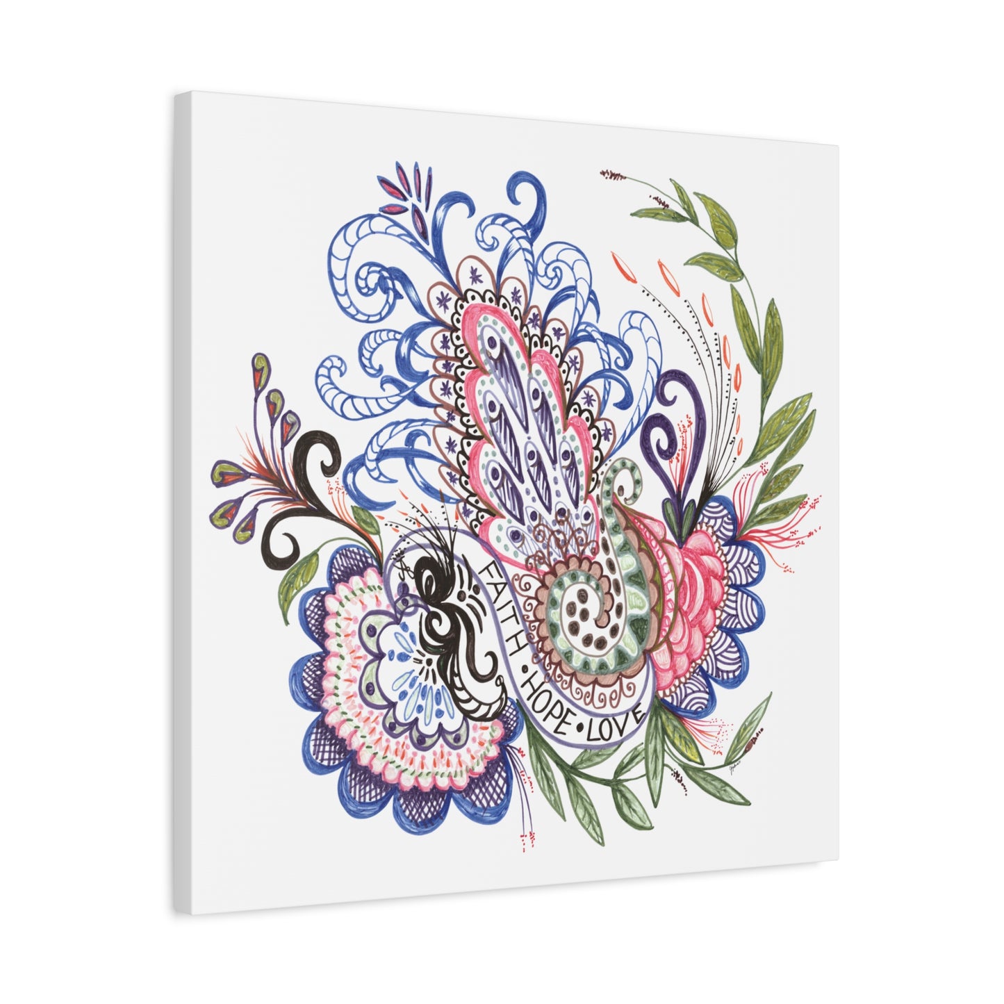 Faith-Hope-Love, Original Art, Gift Idea, Matte Canvas, Stretched, 1.25"
