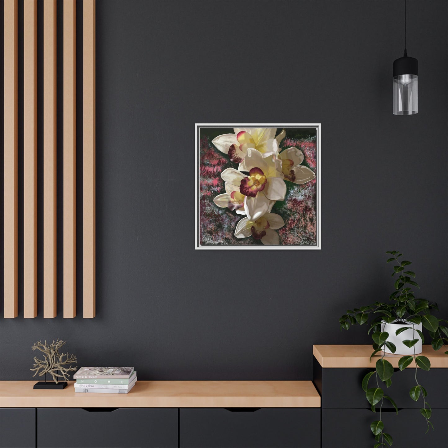 Simply-Orchid-original Art - Matte Canvas, Framed (Multi-color)