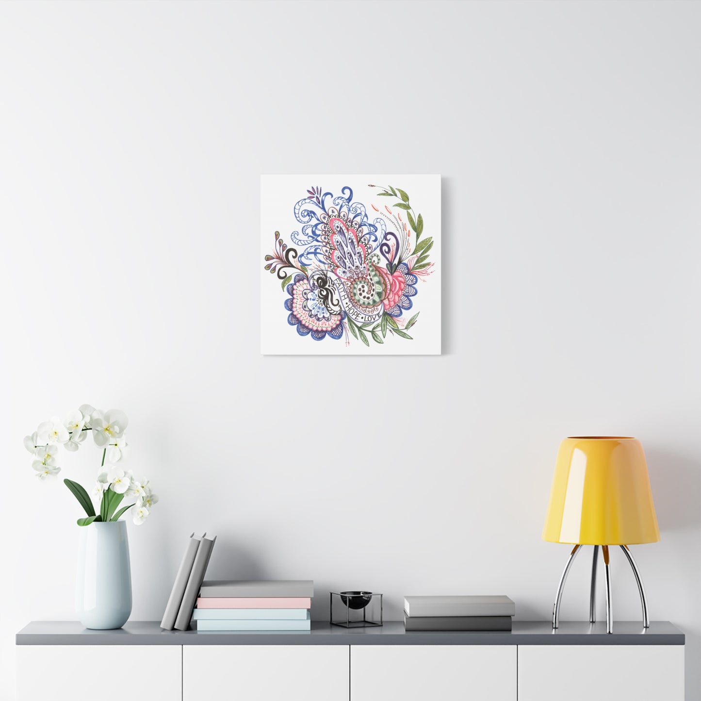 Faith-Hope-Love, Original Art, Gift Idea, Matte Canvas, Stretched, 1.25"
