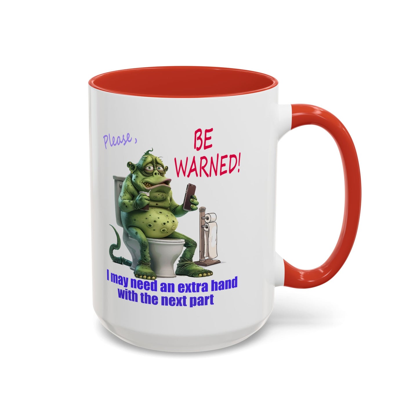 Toilet guy needs a hand, Original Design, Funny Mugs, Accent Coffee Mug (11, 15oz)