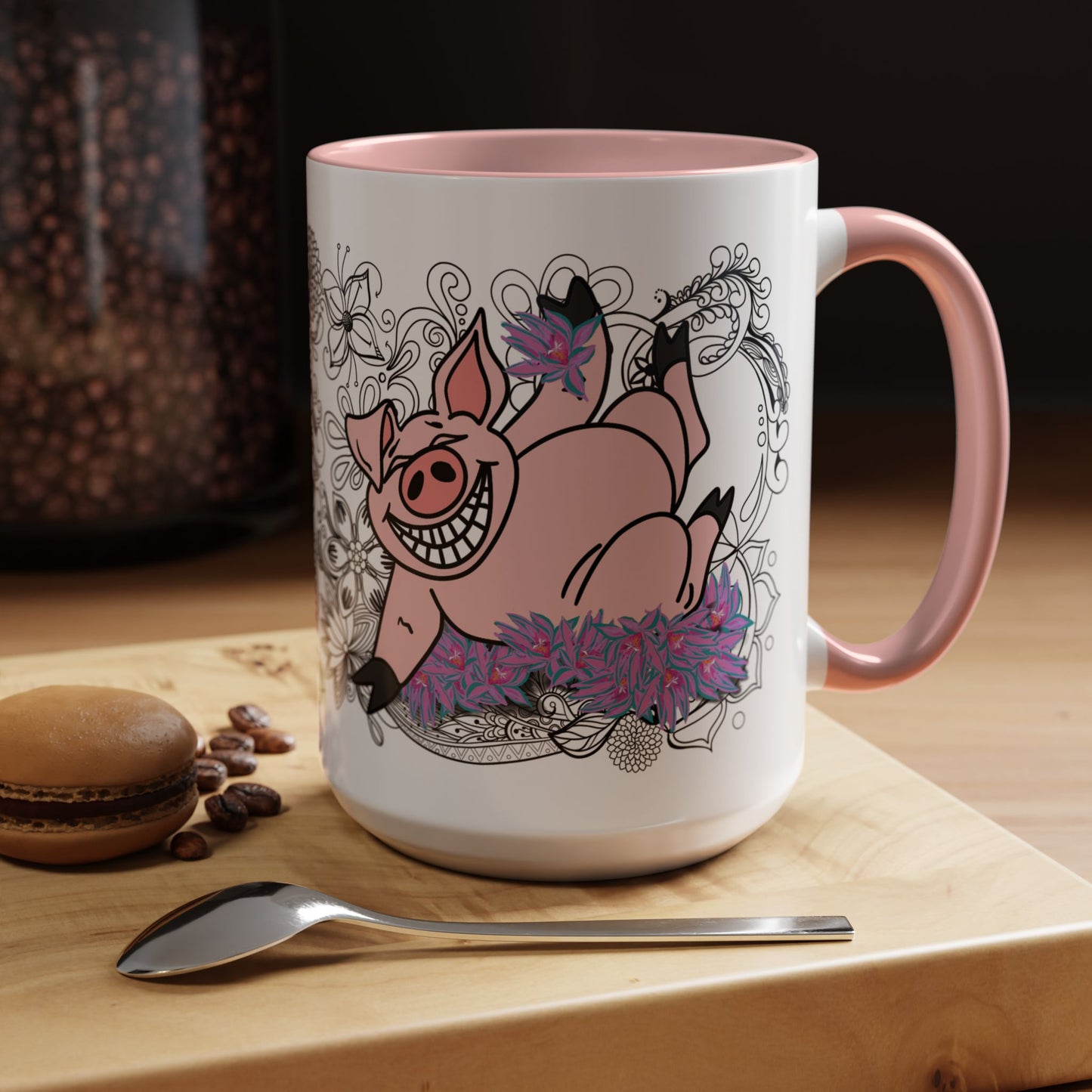 Piggy laughing - Accent Coffee Mug (11, 15oz)