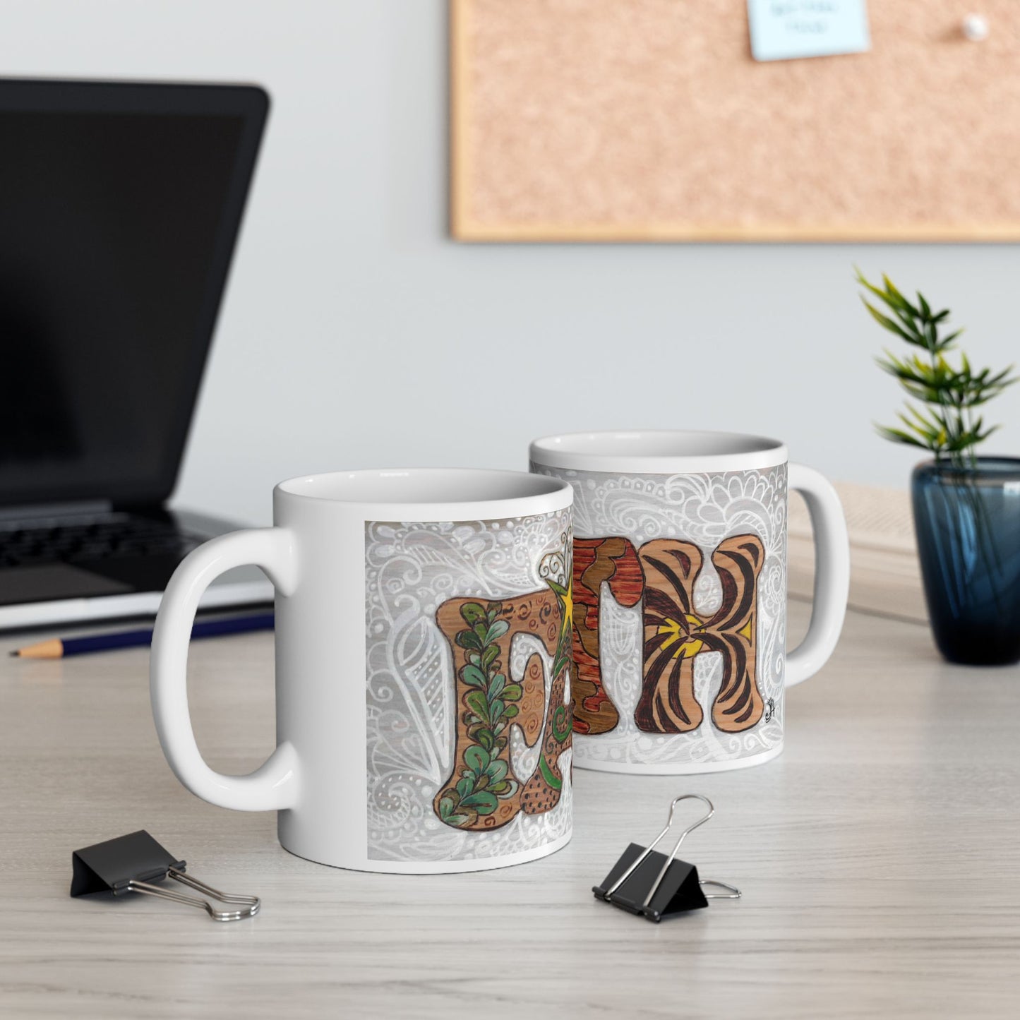 Faith, Ceramic Mug, (11oz, 15oz), coffee cup, gift, original art design
