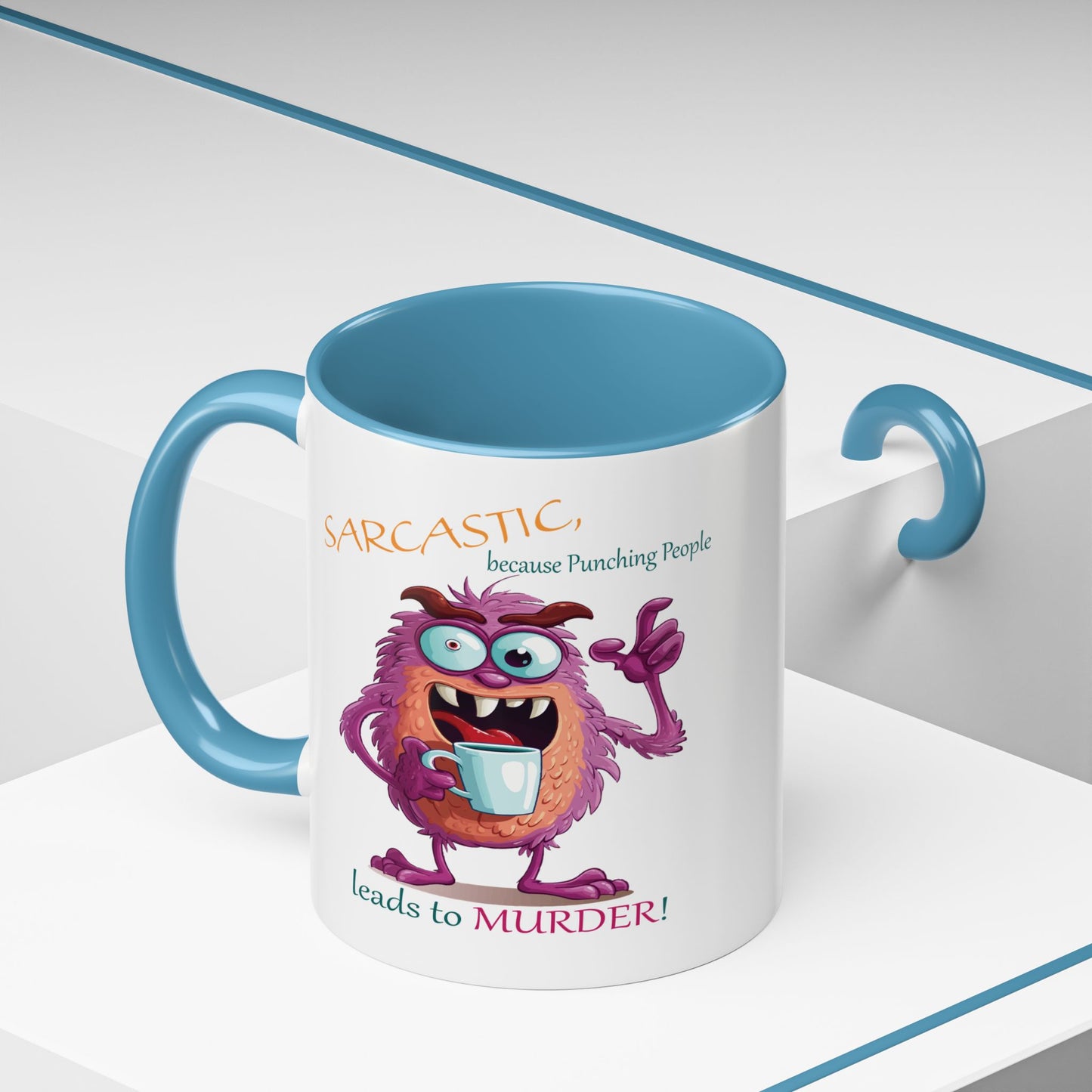 Purple monster, drinks, funny mug designs, Accent Coffee Mug (11, 15oz)