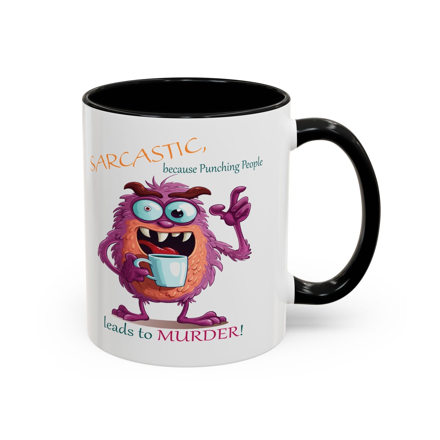 Purple monster, drinks, funny mug designs, Accent Coffee Mug (11, 15oz)