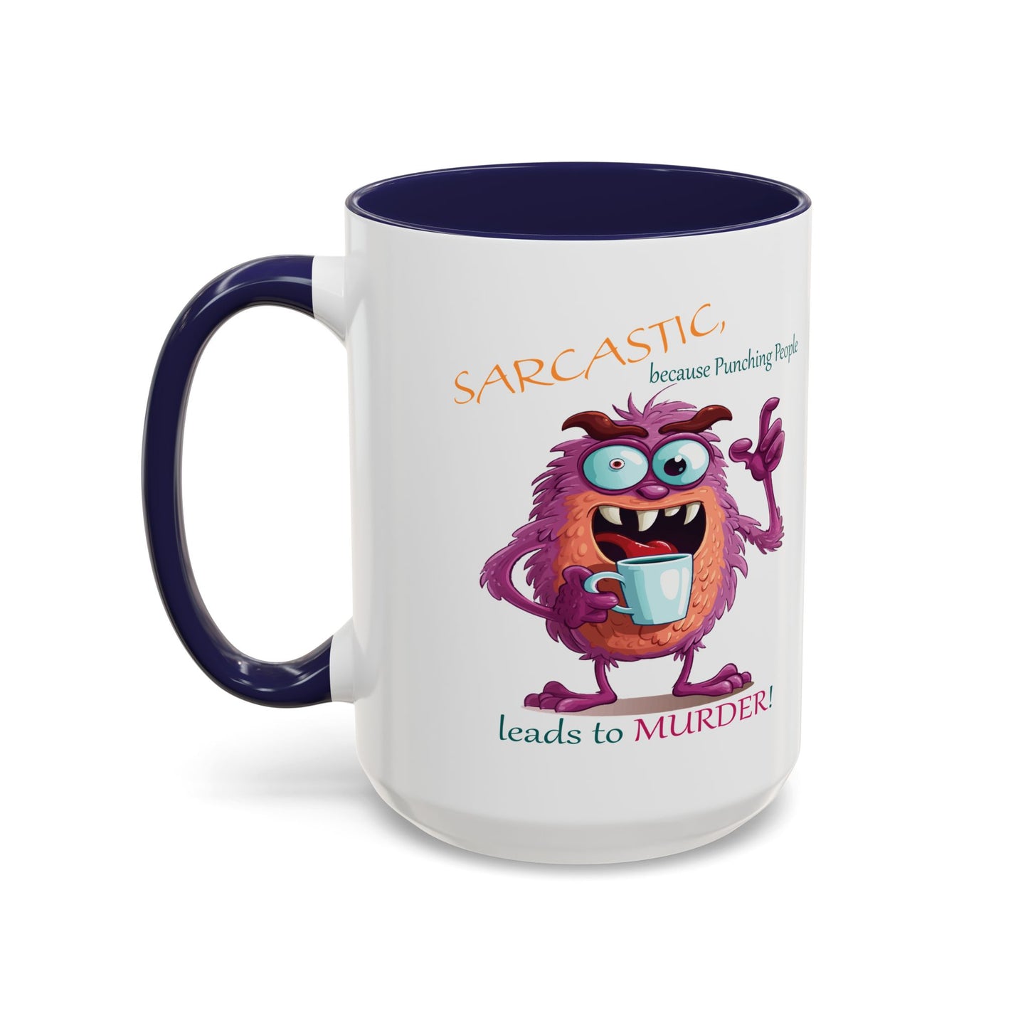 Purple monster, drinks, funny mug designs, Accent Coffee Mug (11, 15oz)