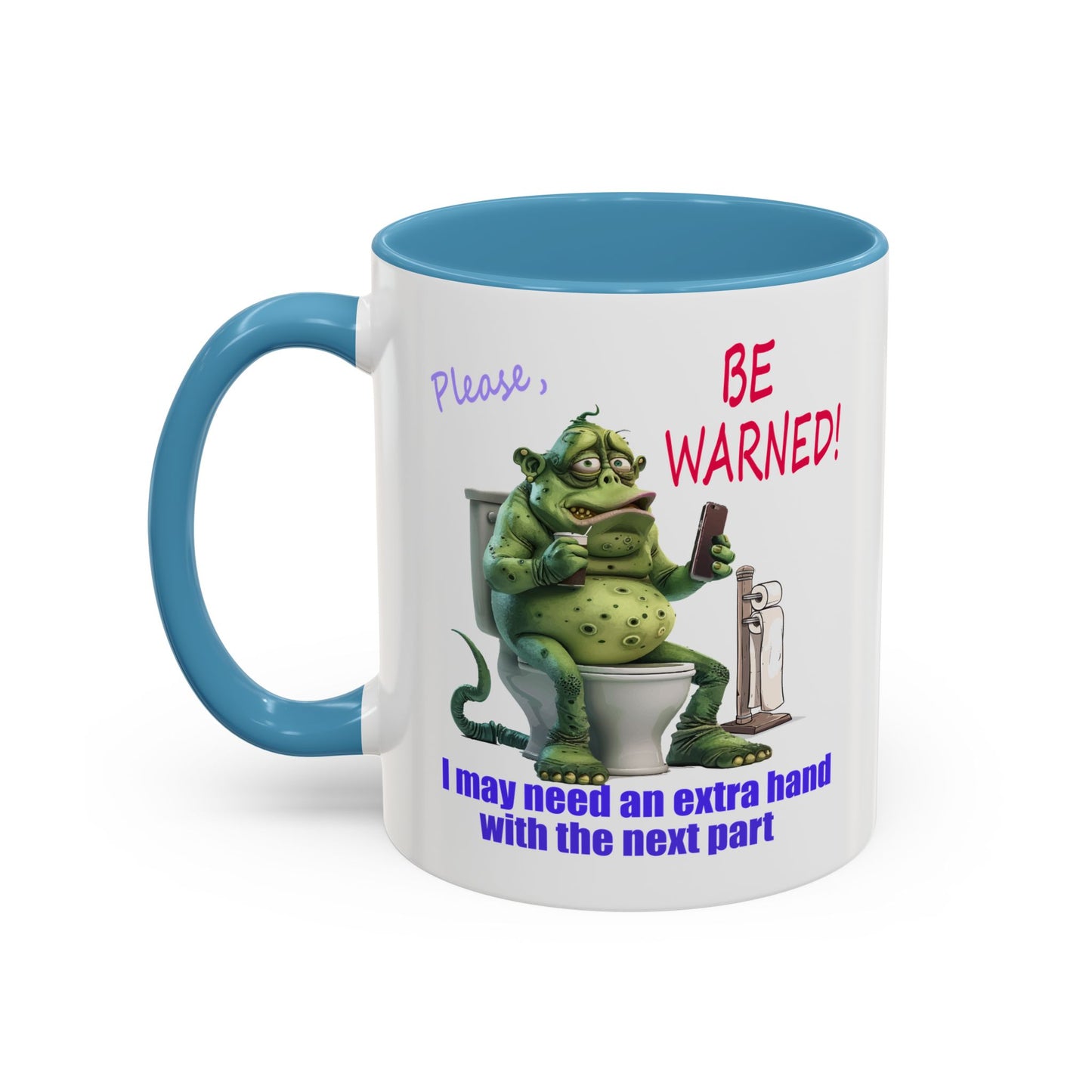 Toilet guy needs a hand, Original Design, Funny Mugs, Accent Coffee Mug (11, 15oz)