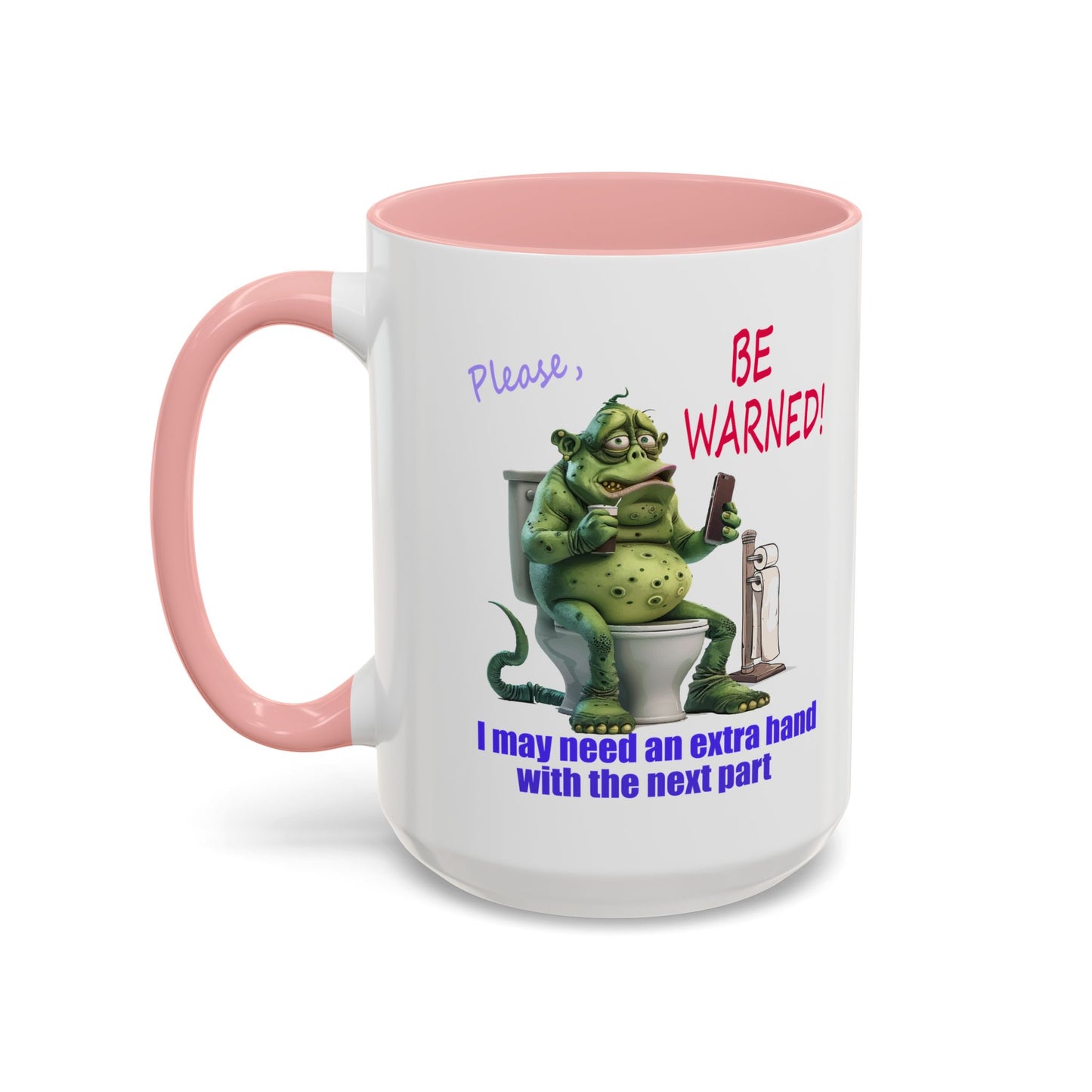 Toilet guy needs a hand, Original Design, Funny Mugs, Accent Coffee Mug (11, 15oz)