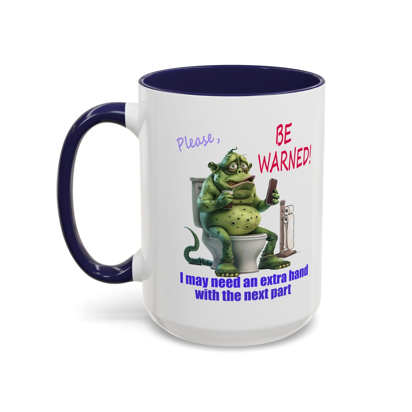 Toilet guy needs a hand, Original Design, Funny Mugs, Accent Coffee Mug (11, 15oz)