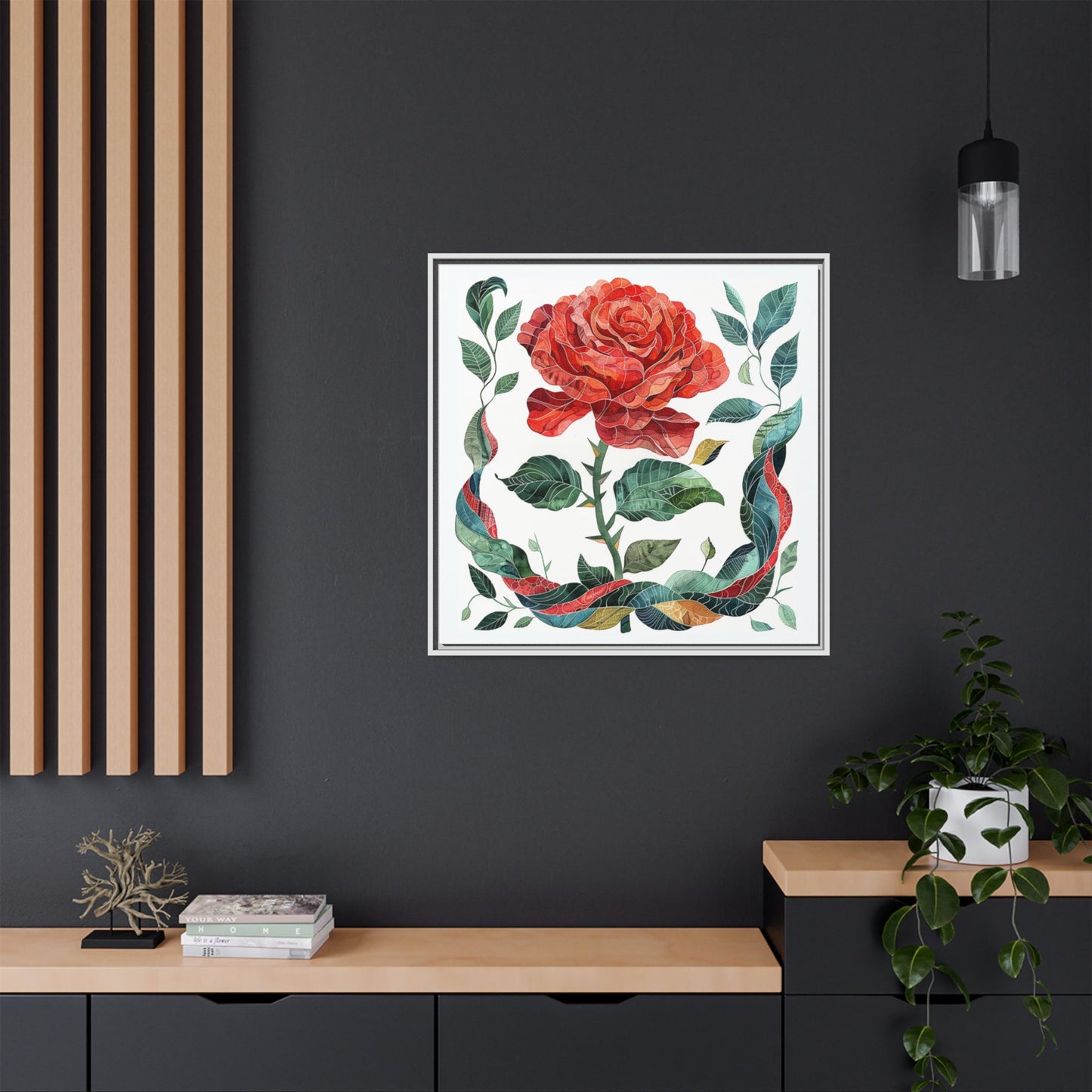 Flower Art, Matte Canvas, Framed (Multi-color)