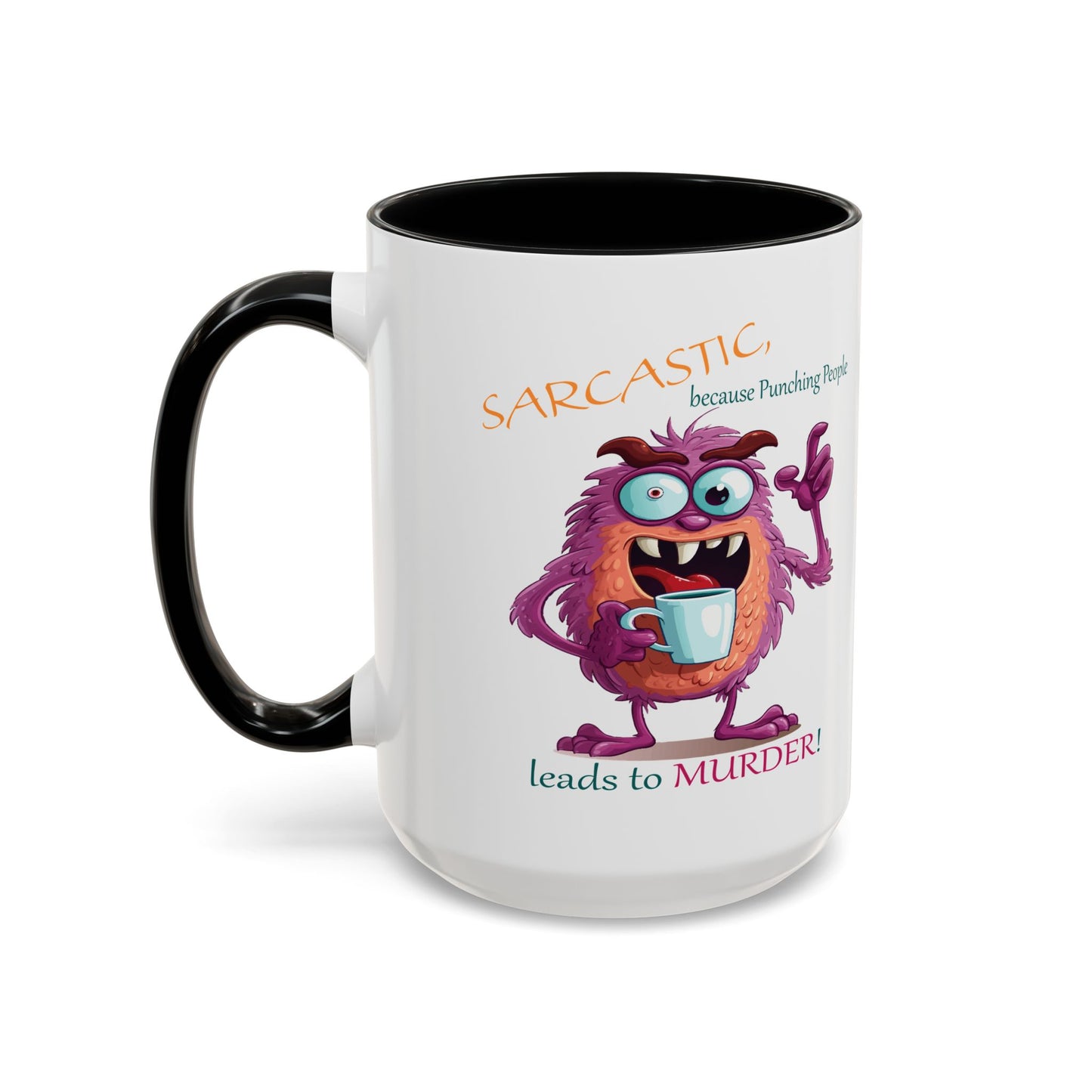 Purple monster, drinks, funny mug designs, Accent Coffee Mug (11, 15oz)