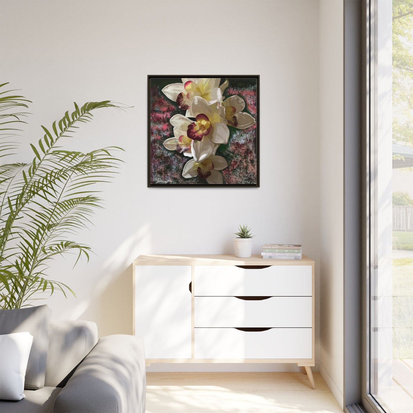 Simply-Orchid-original Art - Matte Canvas, Framed (Multi-color)